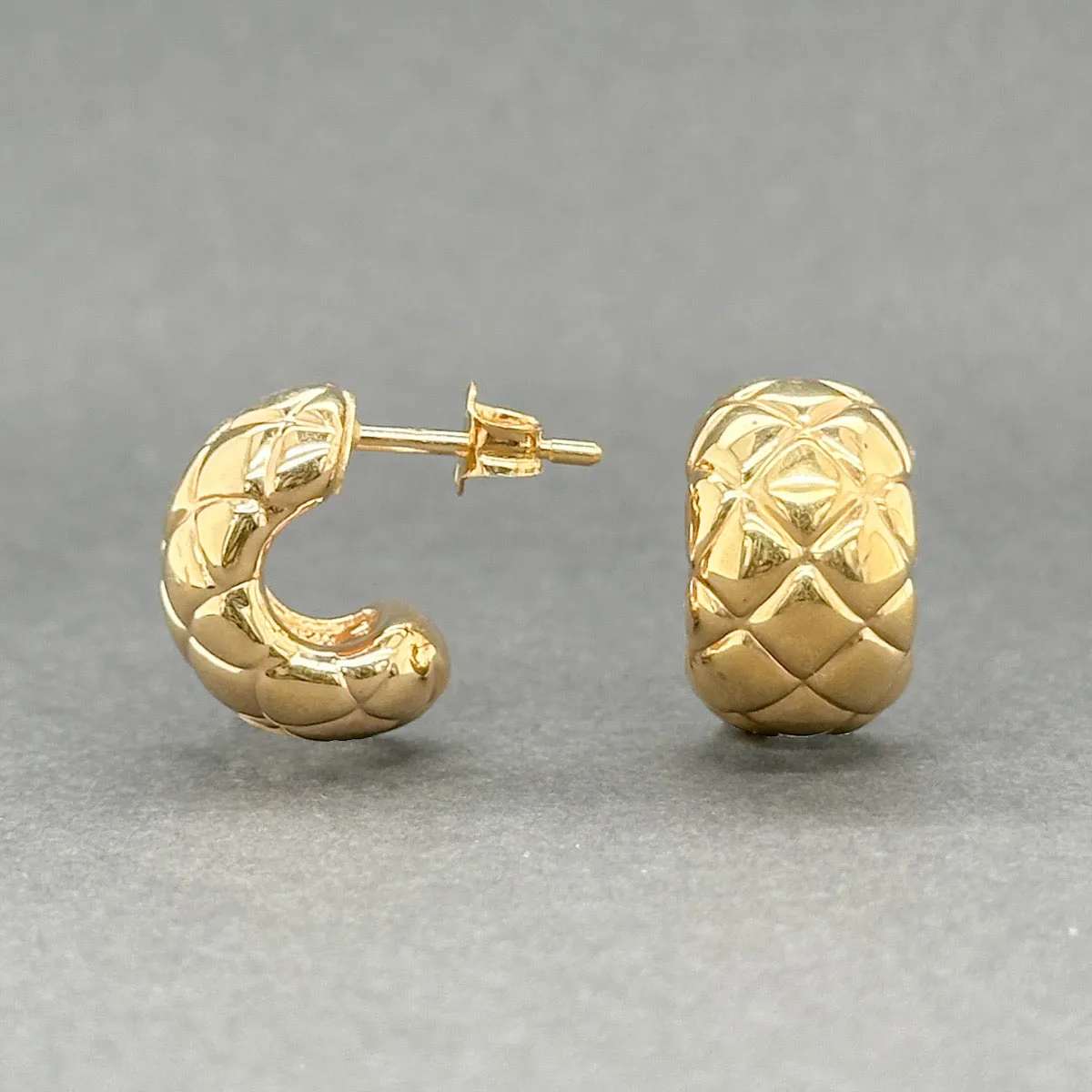 Estate 18K Y Gold Electroformed Quilted Earrings
