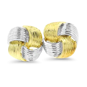 Estate 18k Yellow and White Gold Love Knot Earrings