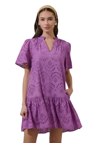 Eyelet Shift Mini in Orchid