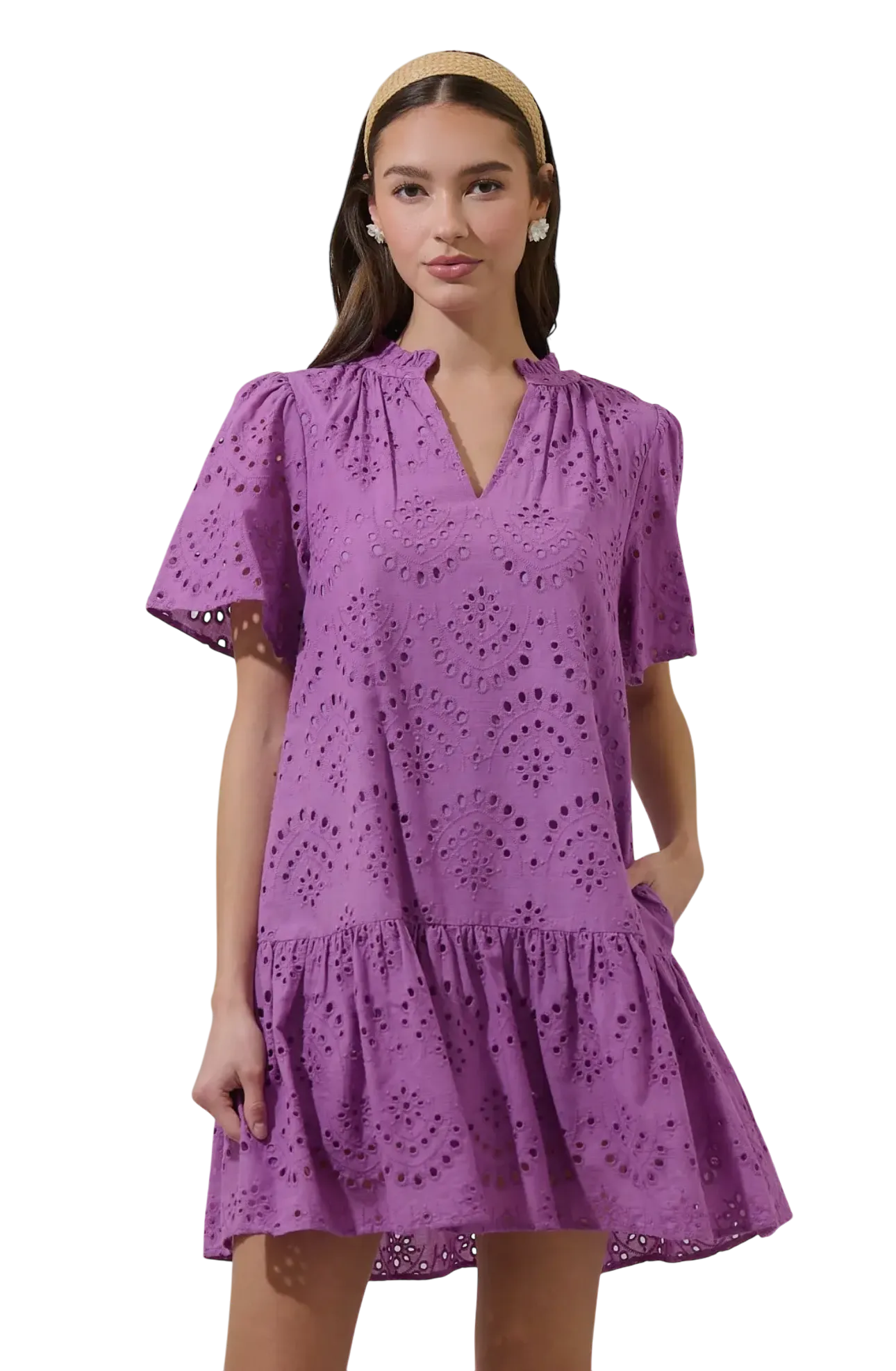 Eyelet Shift Mini in Orchid
