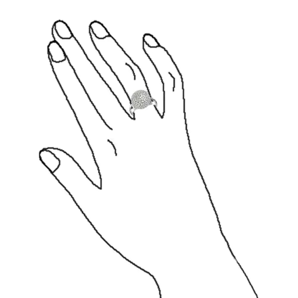 Fancy Cocktail Statement Ring with CZ Pave Disco Ball & Split Shank Band Silver