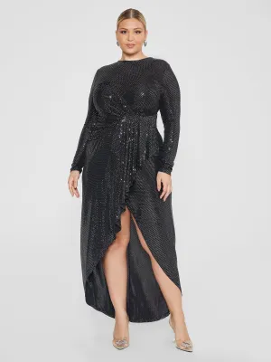 Fashion To Figure - Christine Shimmer Hi-Lo Ruched Dress
