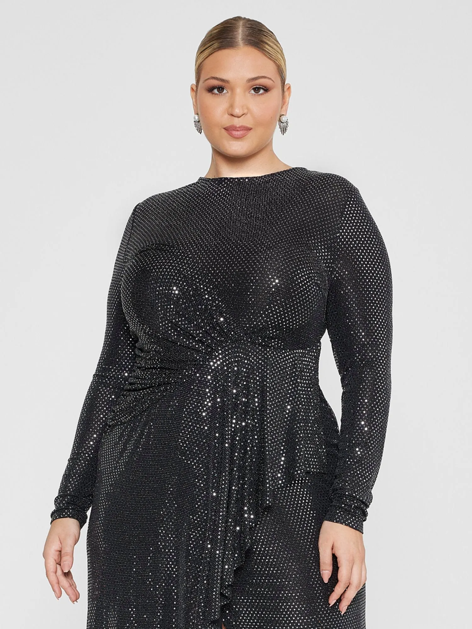 Fashion To Figure - Christine Shimmer Hi-Lo Ruched Dress