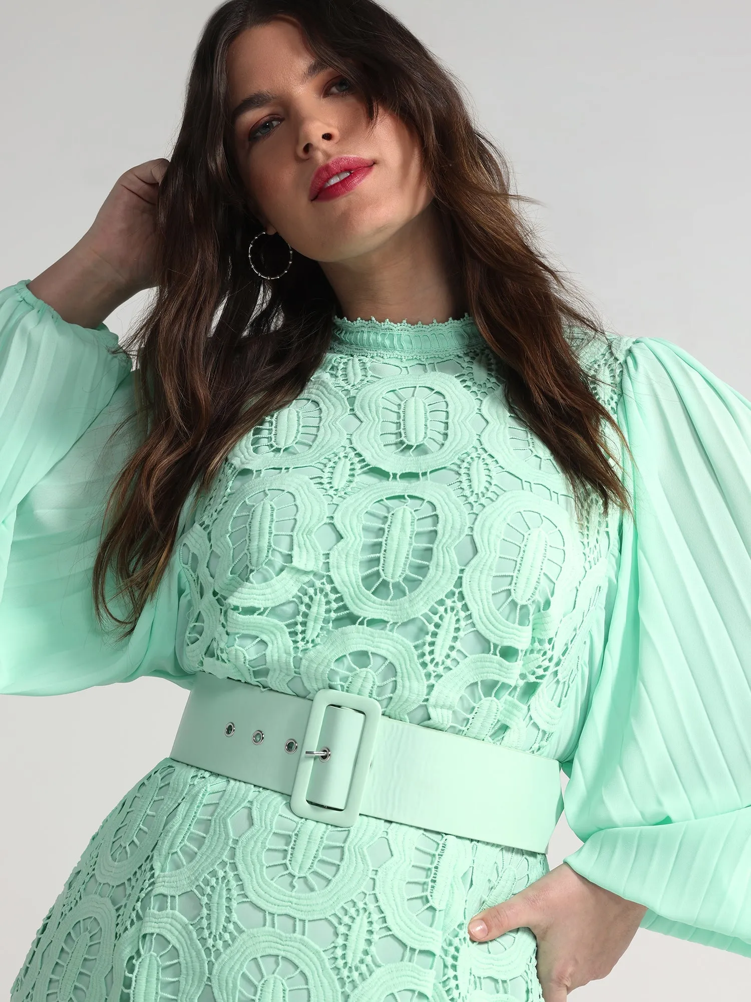 Fashion To Figure - Lisbeth Crochet Lace Belted Dress