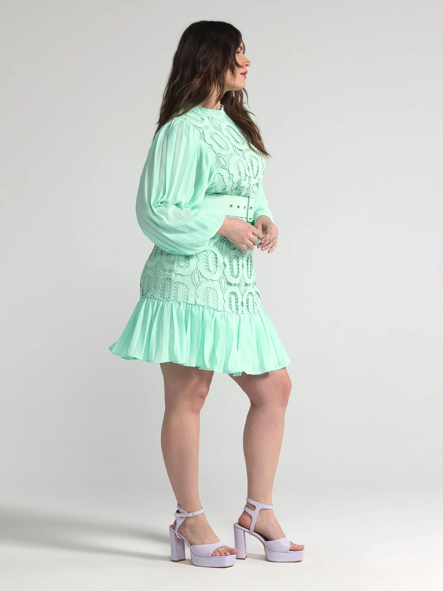 Fashion To Figure - Lisbeth Crochet Lace Belted Dress