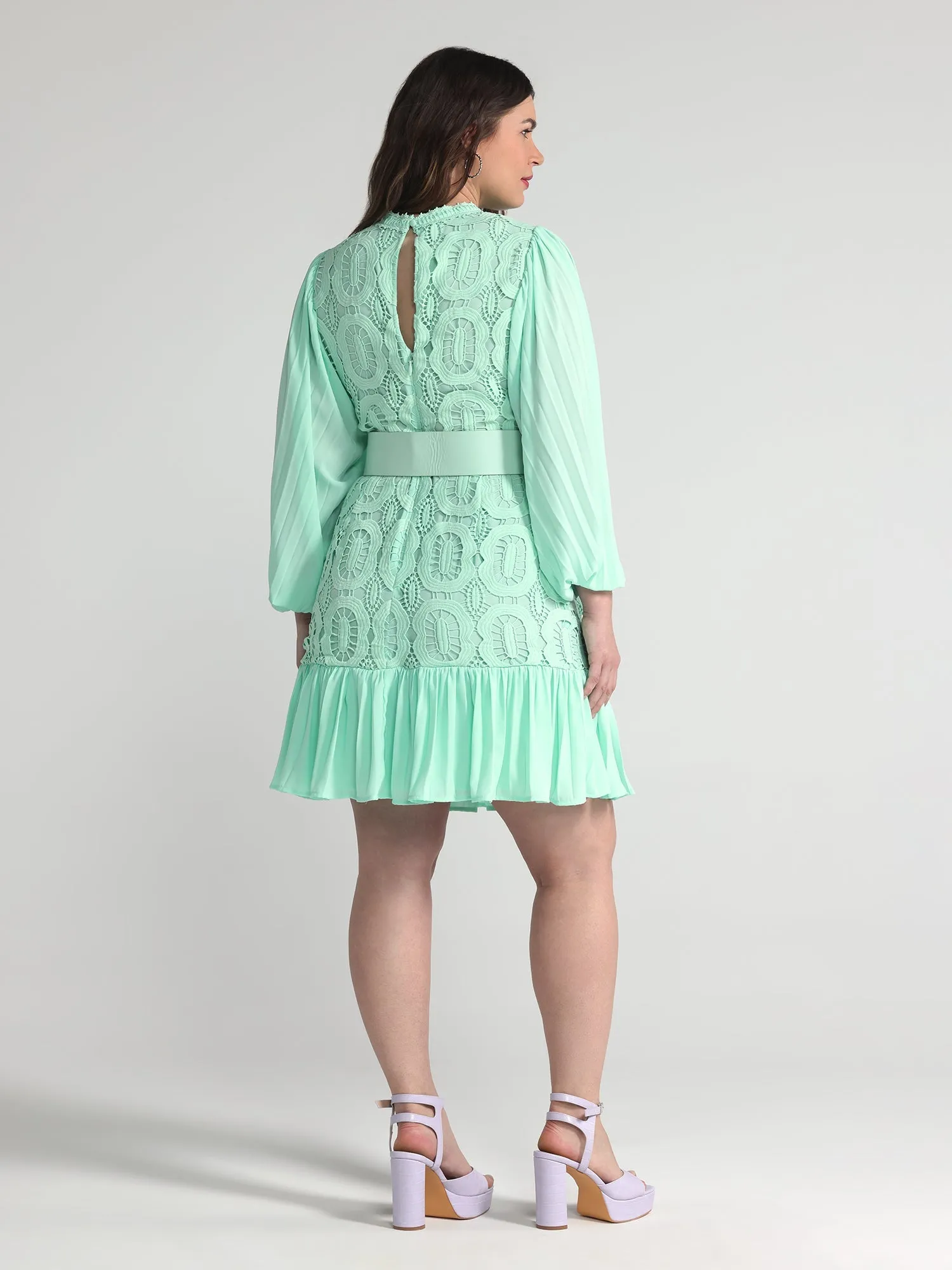 Fashion To Figure - Lisbeth Crochet Lace Belted Dress