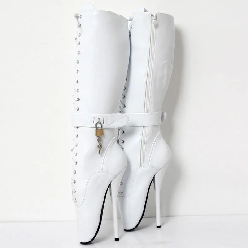Faux Leather 18cm High Heel Knee High Ballet Boots