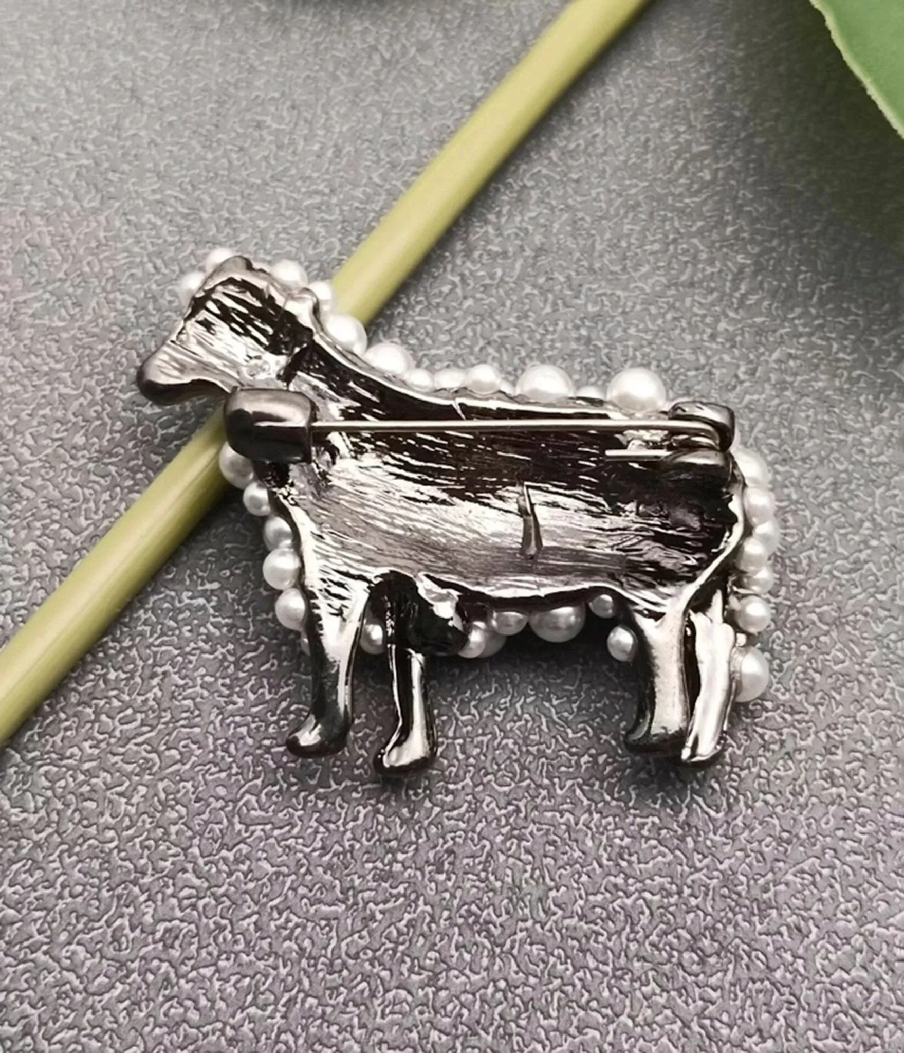Faux Pearl Sheep Brooch