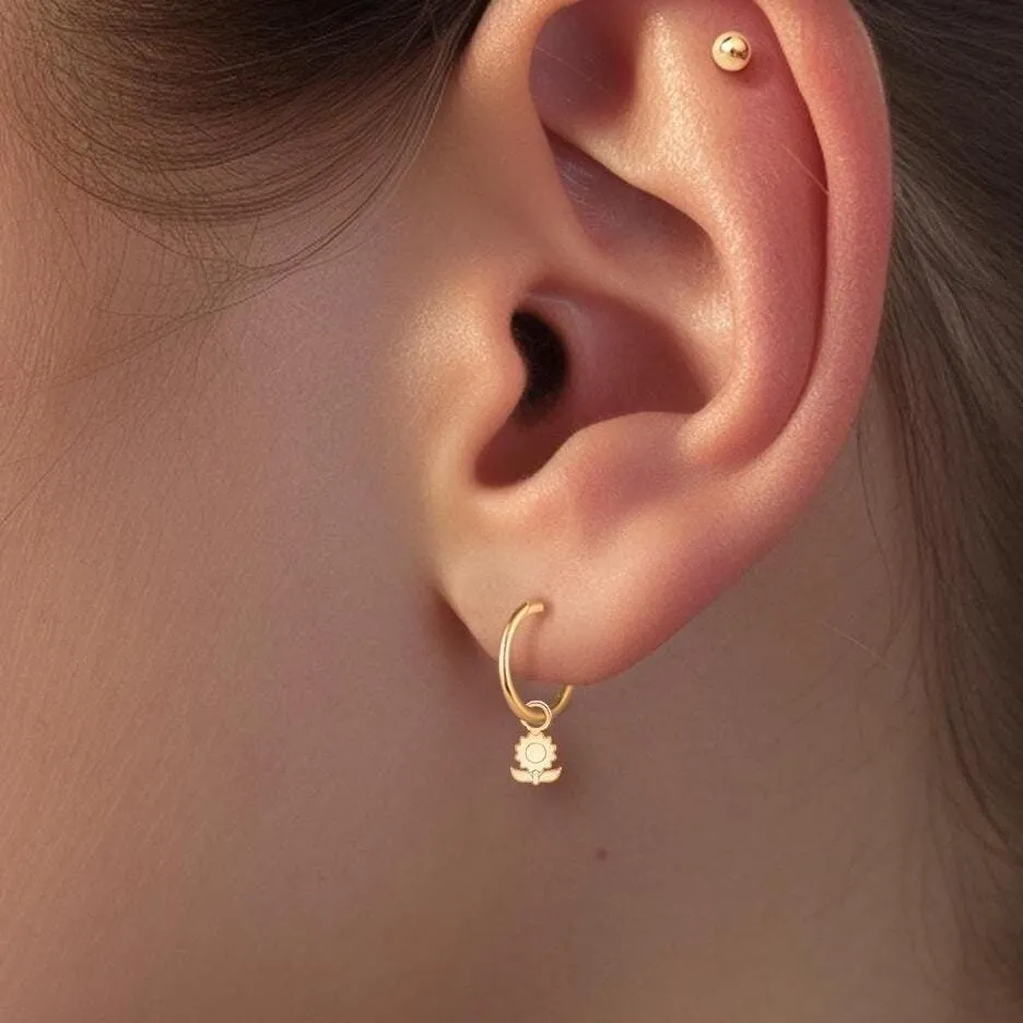 Floral Huggie Hoops