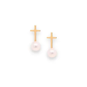 Freshwater Pearl Cross Earrings