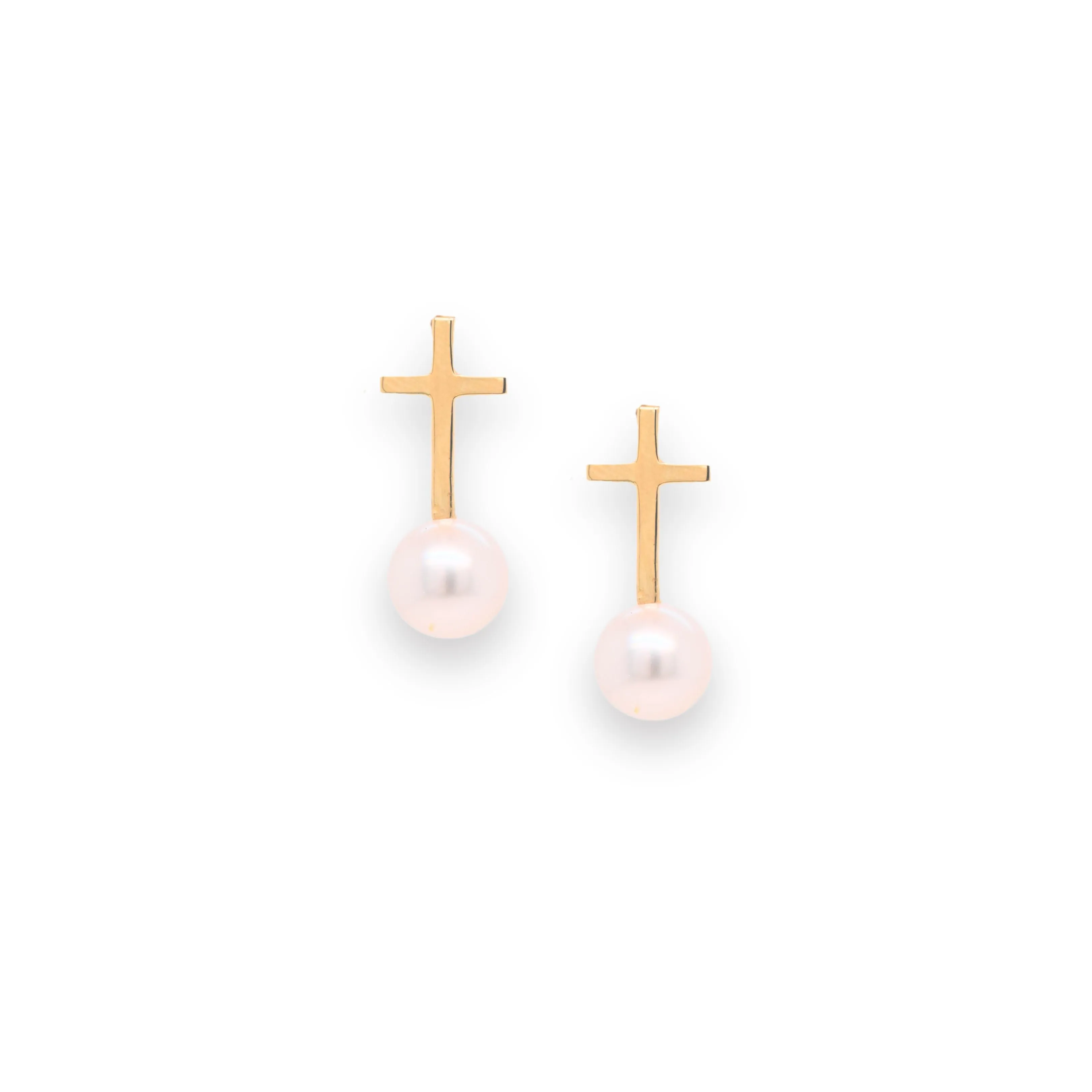 Freshwater Pearl Cross Earrings
