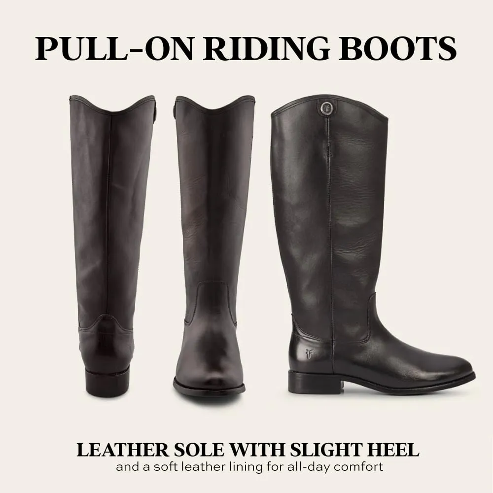 Frye Melissa Button 2 Equestrian-Inspired Tall Boots for Women Made from Hard-Wearing Vintage Leather with Antique Silver Hardware and Leather Outsole – 15 ½” Shaft Height, Black, 8.5
