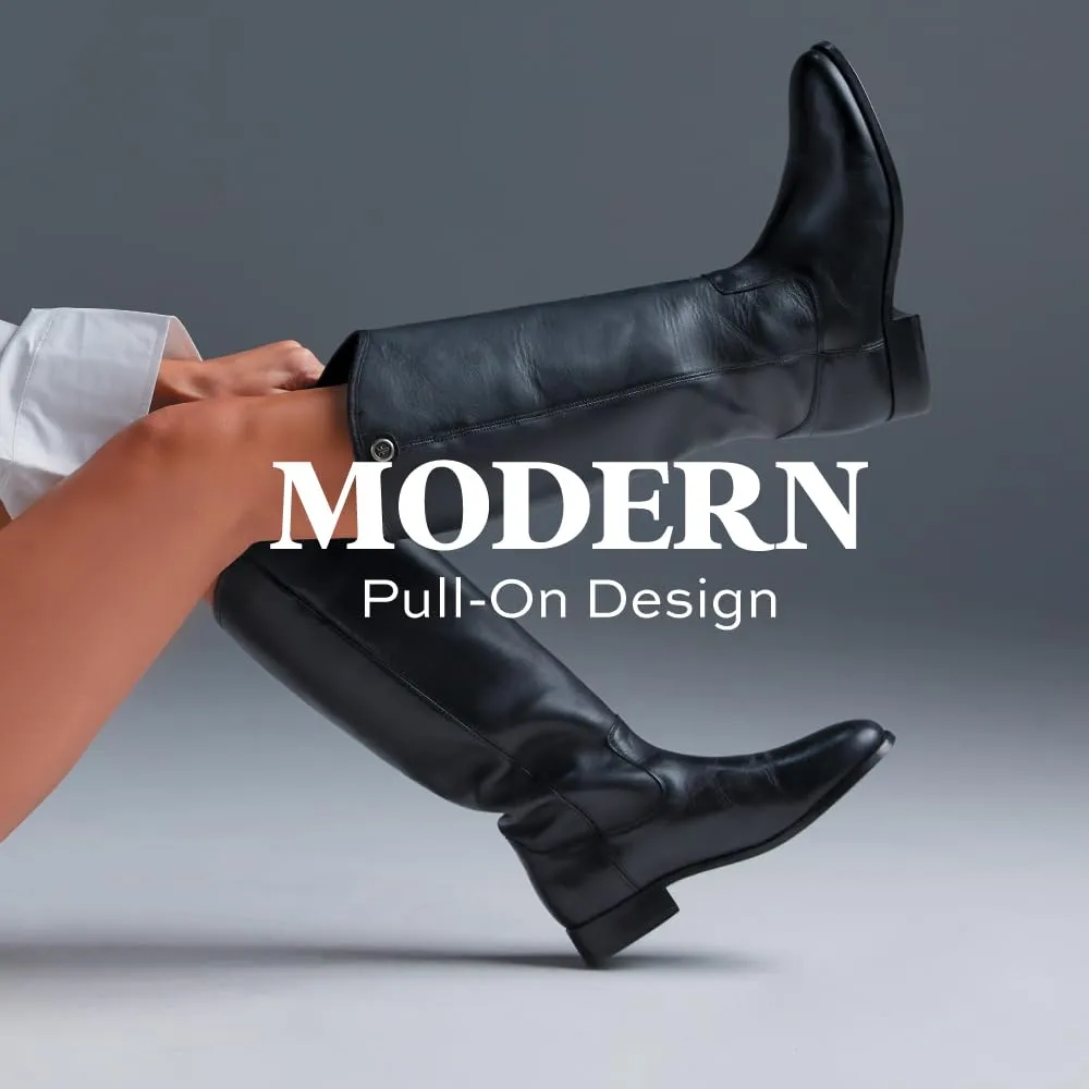 Frye Melissa Button 2 Equestrian-Inspired Tall Boots for Women Made from Hard-Wearing Vintage Leather with Antique Silver Hardware and Leather Outsole – 15 ½” Shaft Height, Black, 8.5