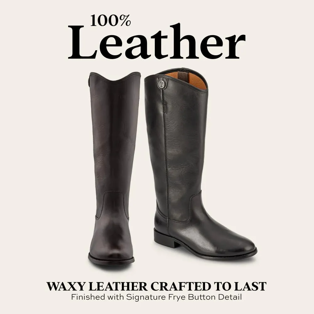 Frye Melissa Button 2 Equestrian-Inspired Tall Boots for Women Made from Hard-Wearing Vintage Leather with Antique Silver Hardware and Leather Outsole – 15 ½” Shaft Height, Black, 8.5