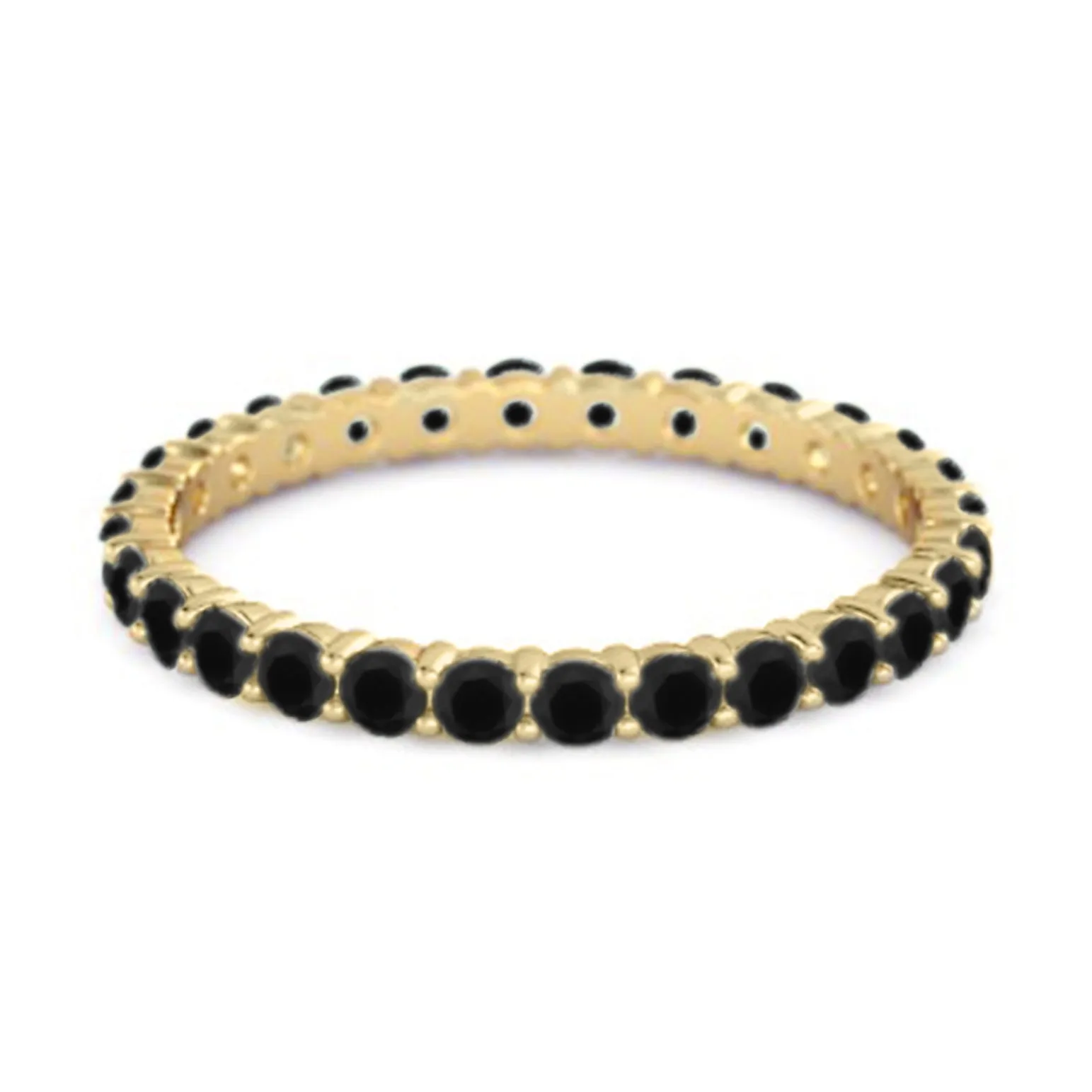 Full Eternity Black Spinel 925 Sterling Silver Stacking Bridal Ring