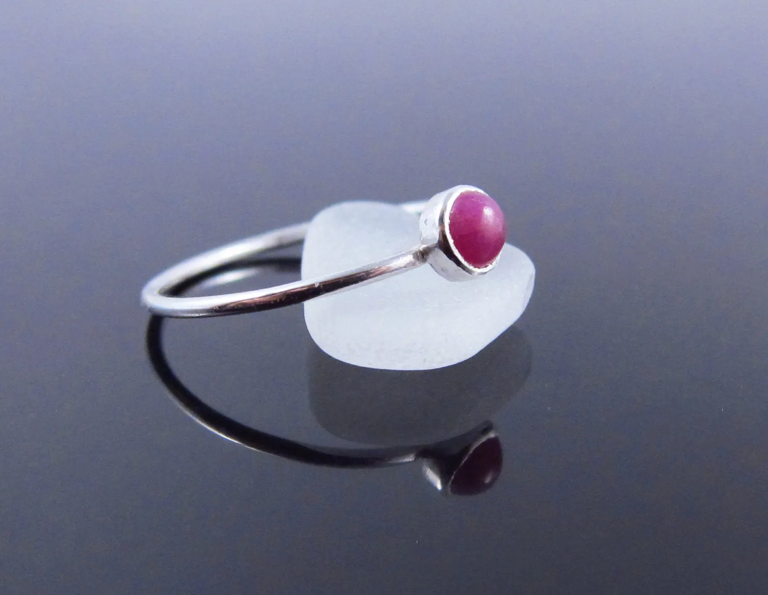 Genuine Red Ruby Birthstone Ring-Sterling Silver