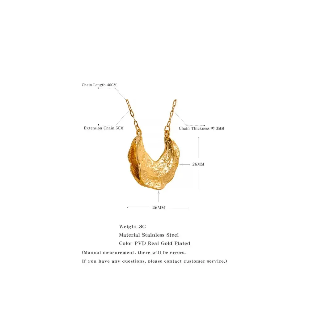 Geometric Crescent Moon Pendant Necklace