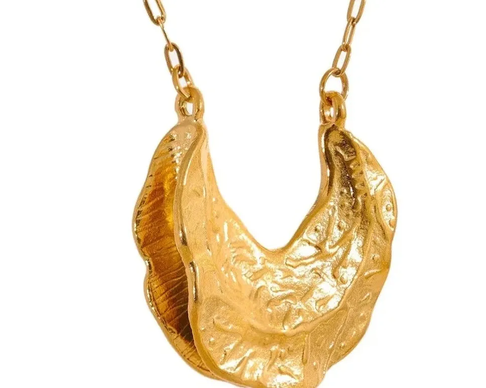 Geometric Crescent Moon Pendant Necklace
