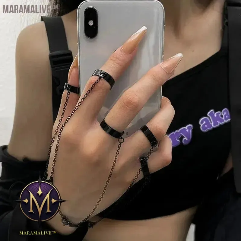 Geometric Silver Color Wrist Bracelet for Men Women Punk Ring Chain Charm Set Fashion Couple  Jewelry Gifts Pulsera Mujer