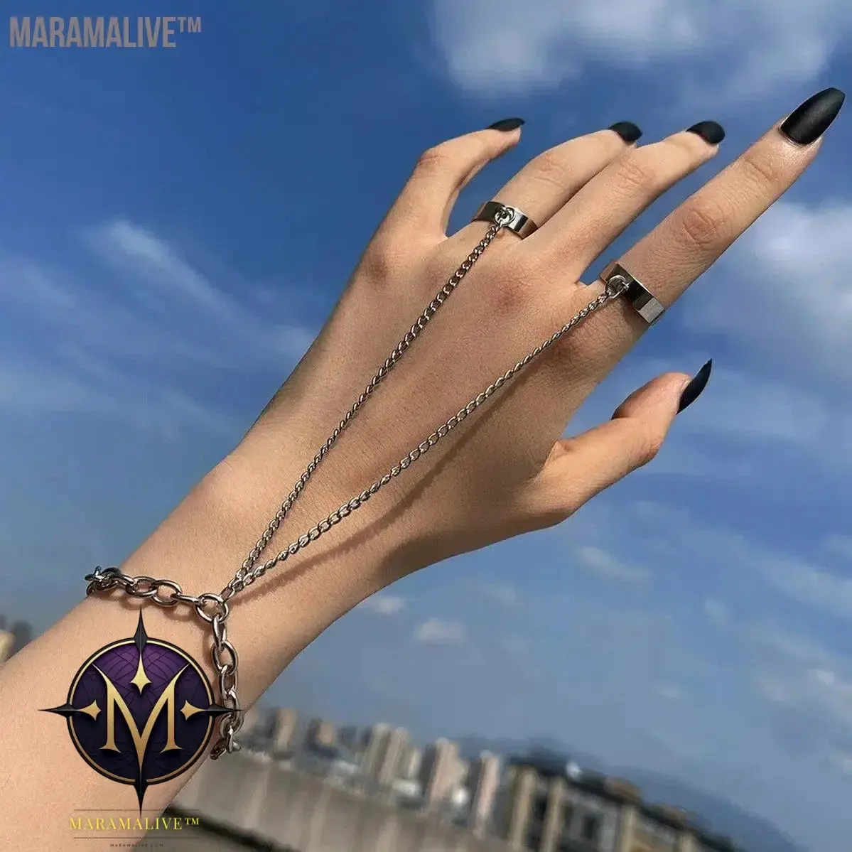 Geometric Silver Color Wrist Bracelet for Men Women Punk Ring Chain Charm Set Fashion Couple  Jewelry Gifts Pulsera Mujer