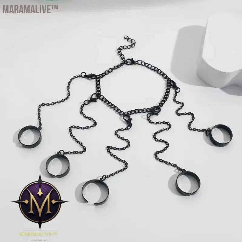 Geometric Silver Color Wrist Bracelet for Men Women Punk Ring Chain Charm Set Fashion Couple  Jewelry Gifts Pulsera Mujer