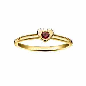 Girl's Heart Stacking Birthstone Rings - 14K Gold