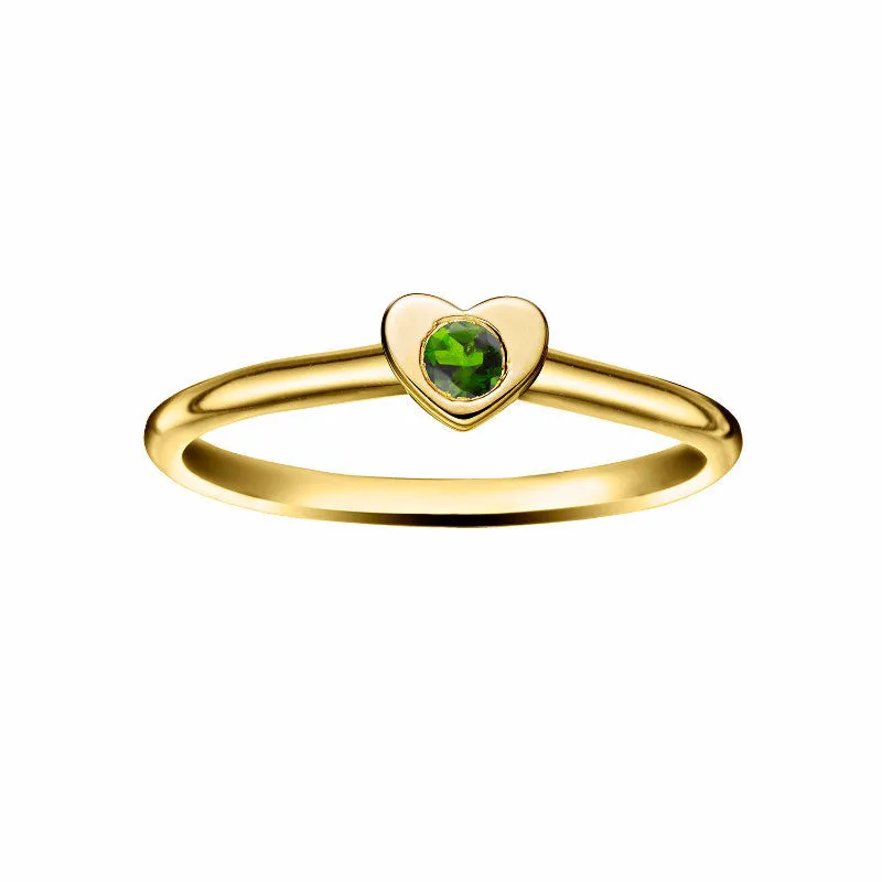 Girl's Heart Stacking Birthstone Rings - 14K Gold