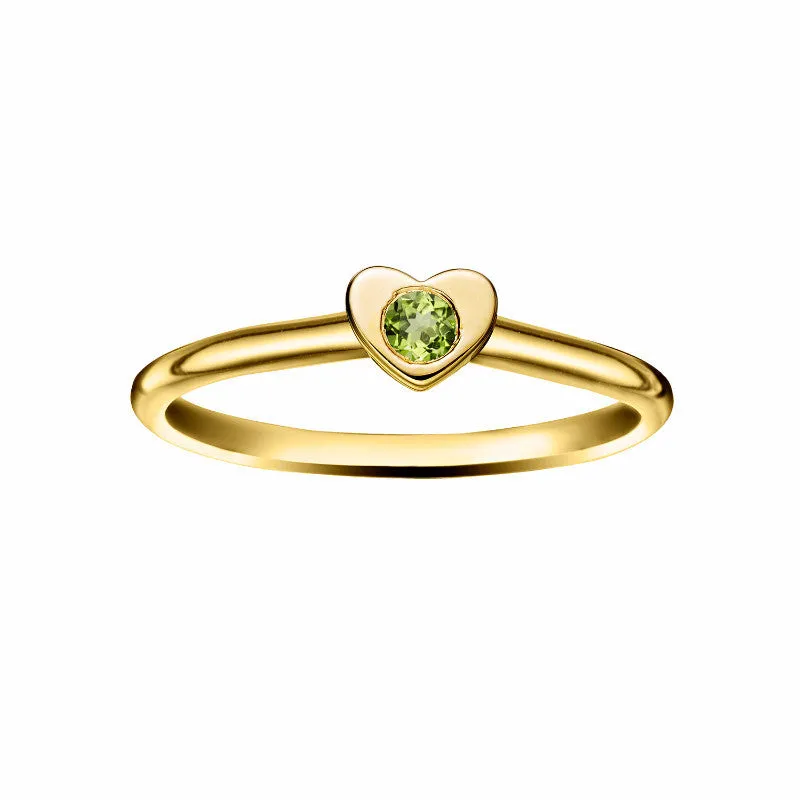 Girl's Heart Stacking Birthstone Rings - 14K Gold