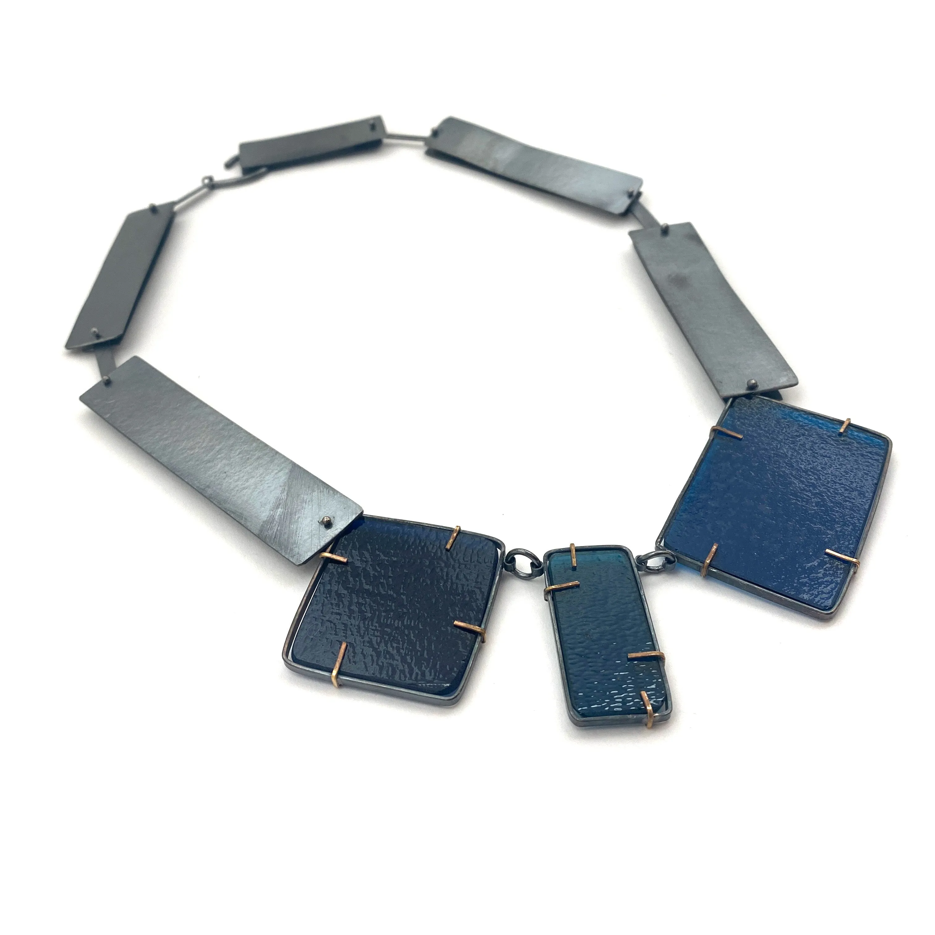 Glass & Oxidized Sterling Silver Necklace