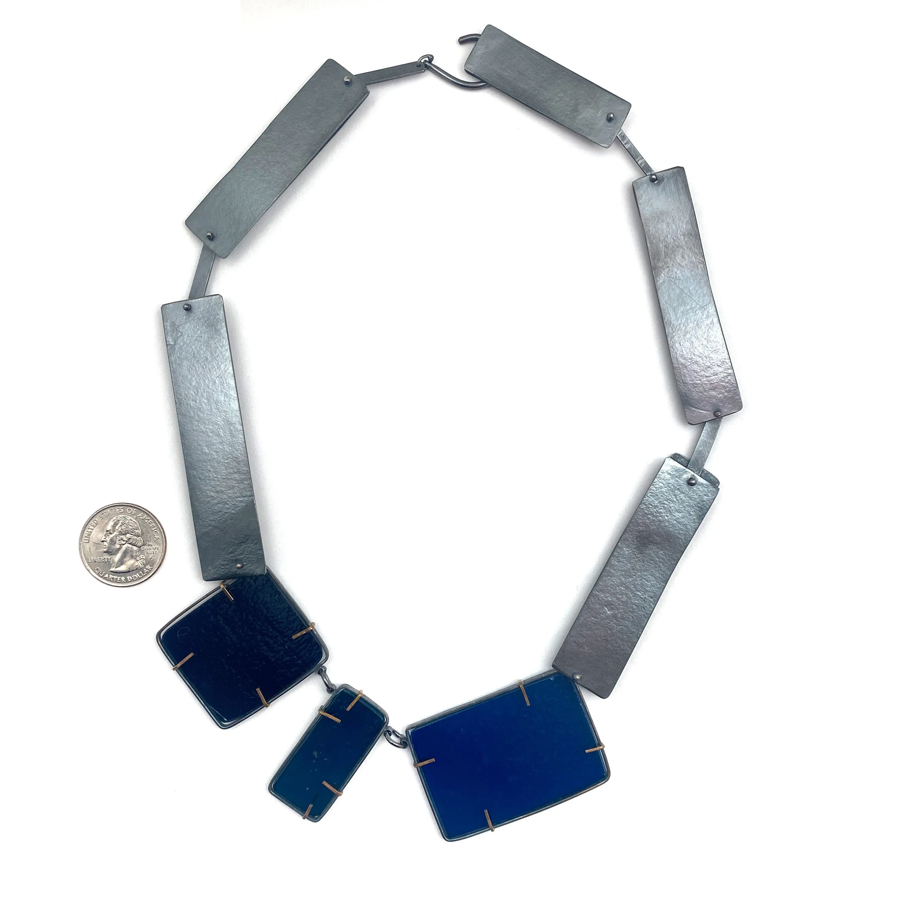 Glass & Oxidized Sterling Silver Necklace