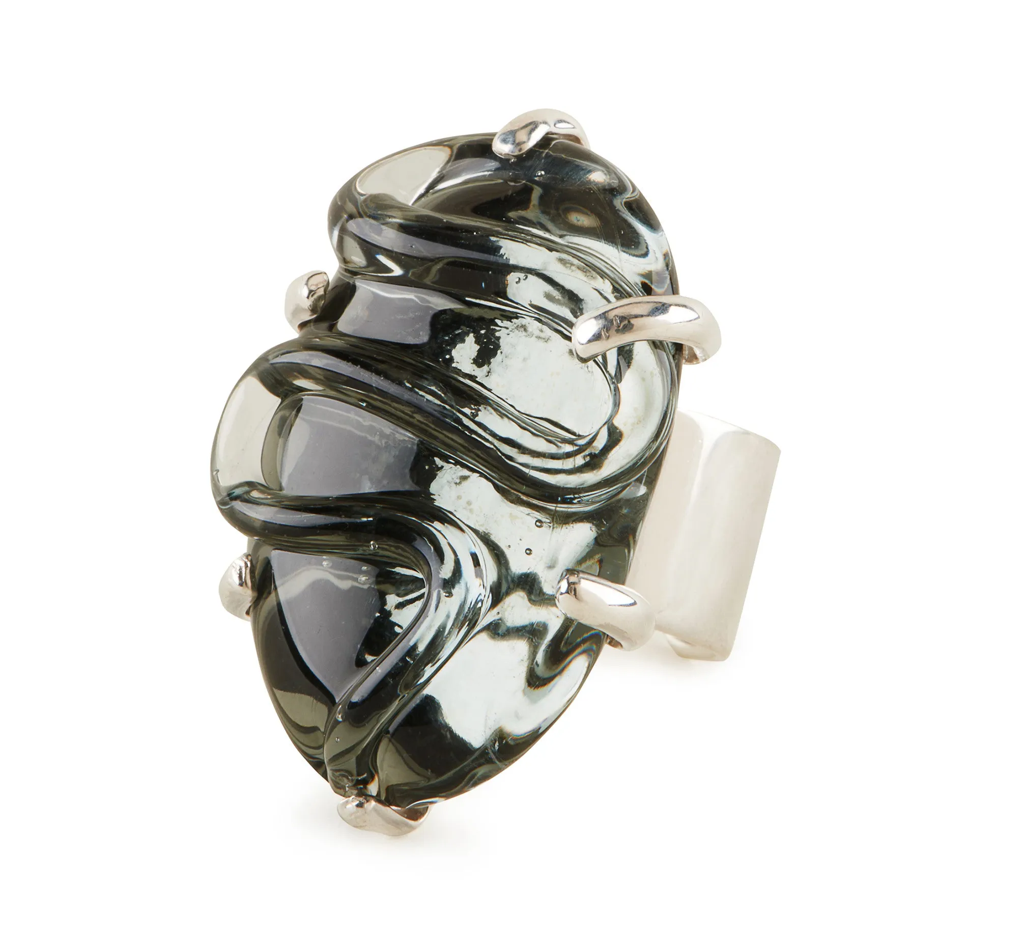 Glass Cocktail Ring, set in Silver and in vermeil