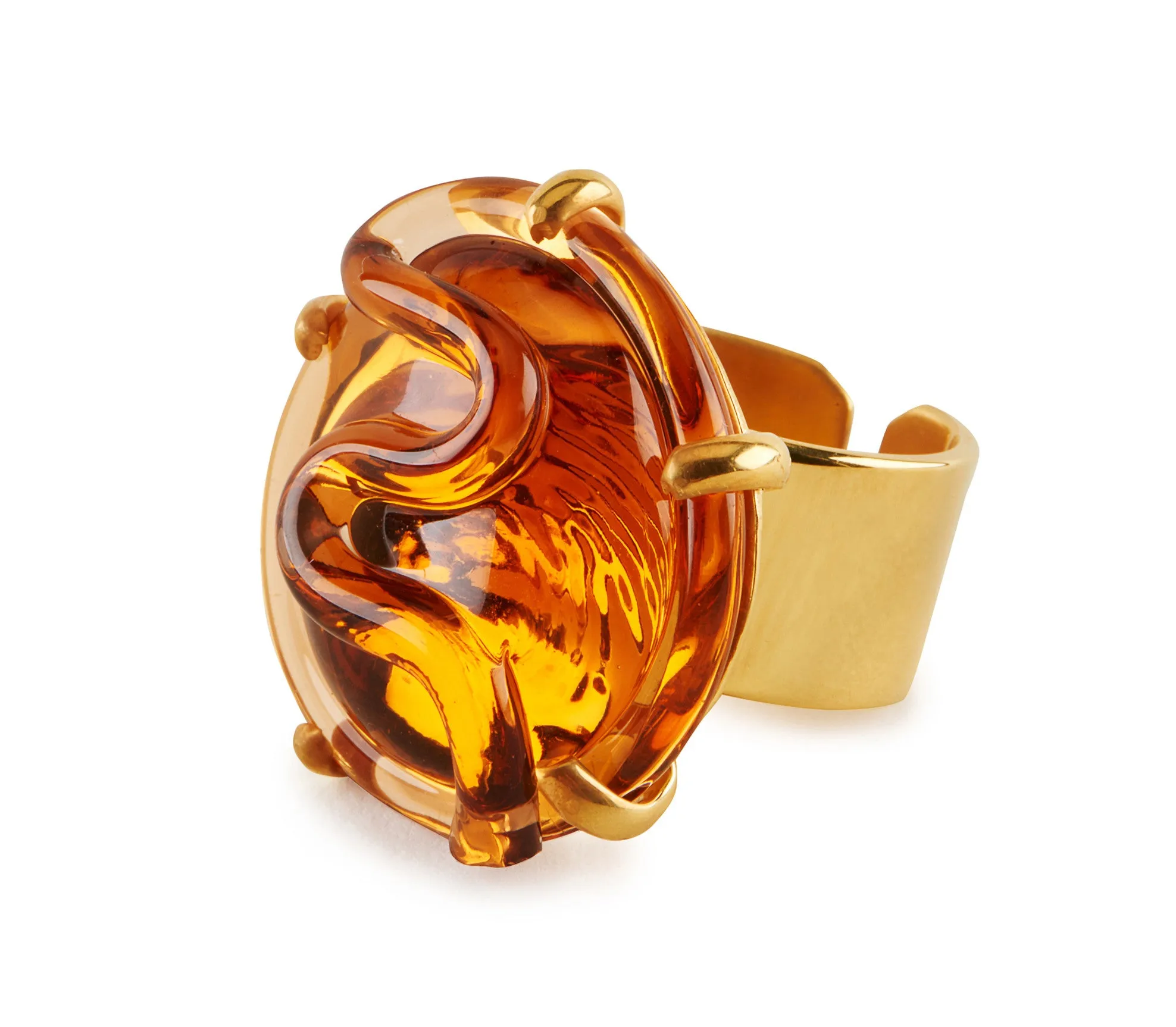 Glass Cocktail Ring, set in Silver and in vermeil
