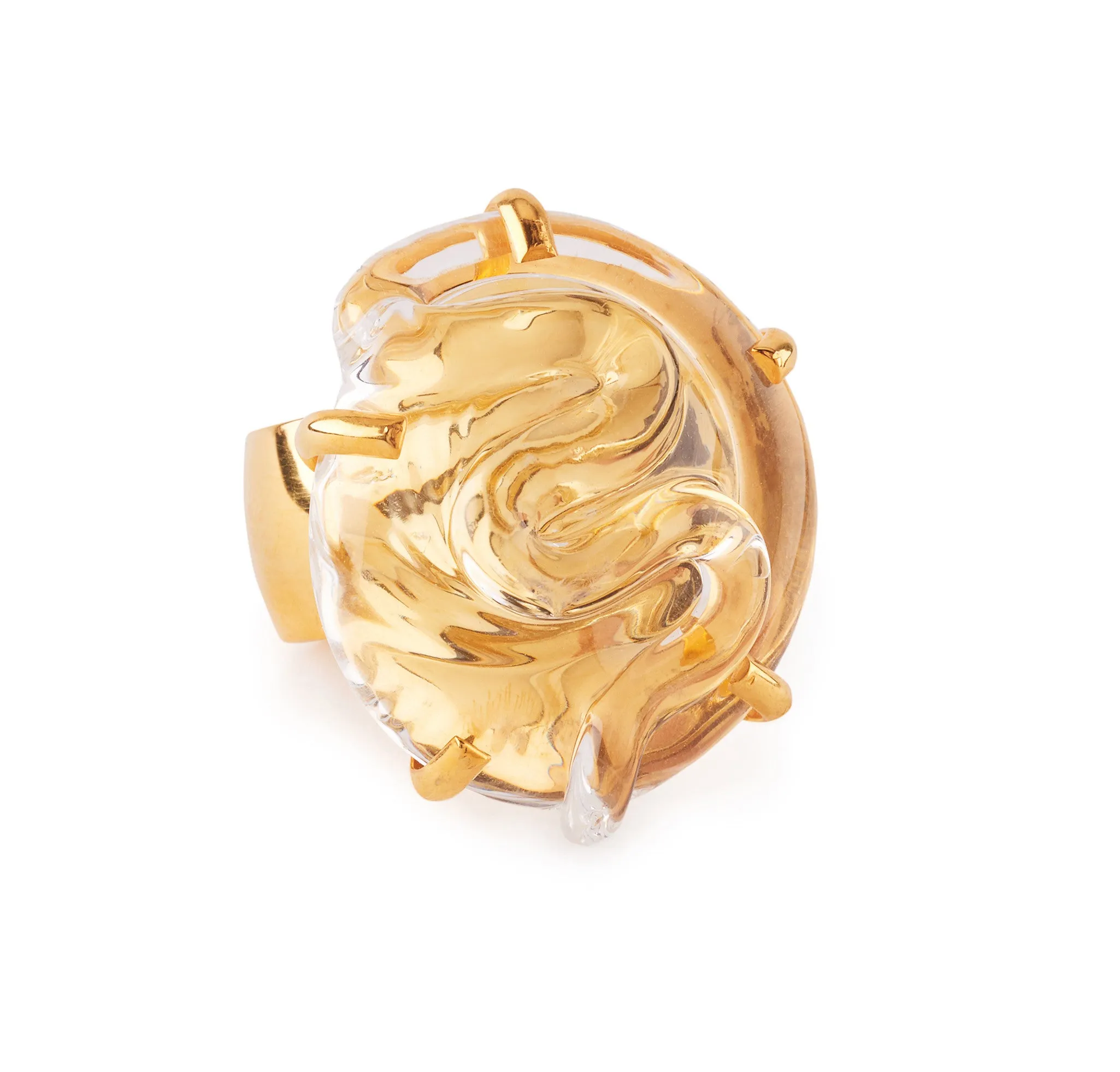 Glass Cocktail Ring, set in Silver and in vermeil