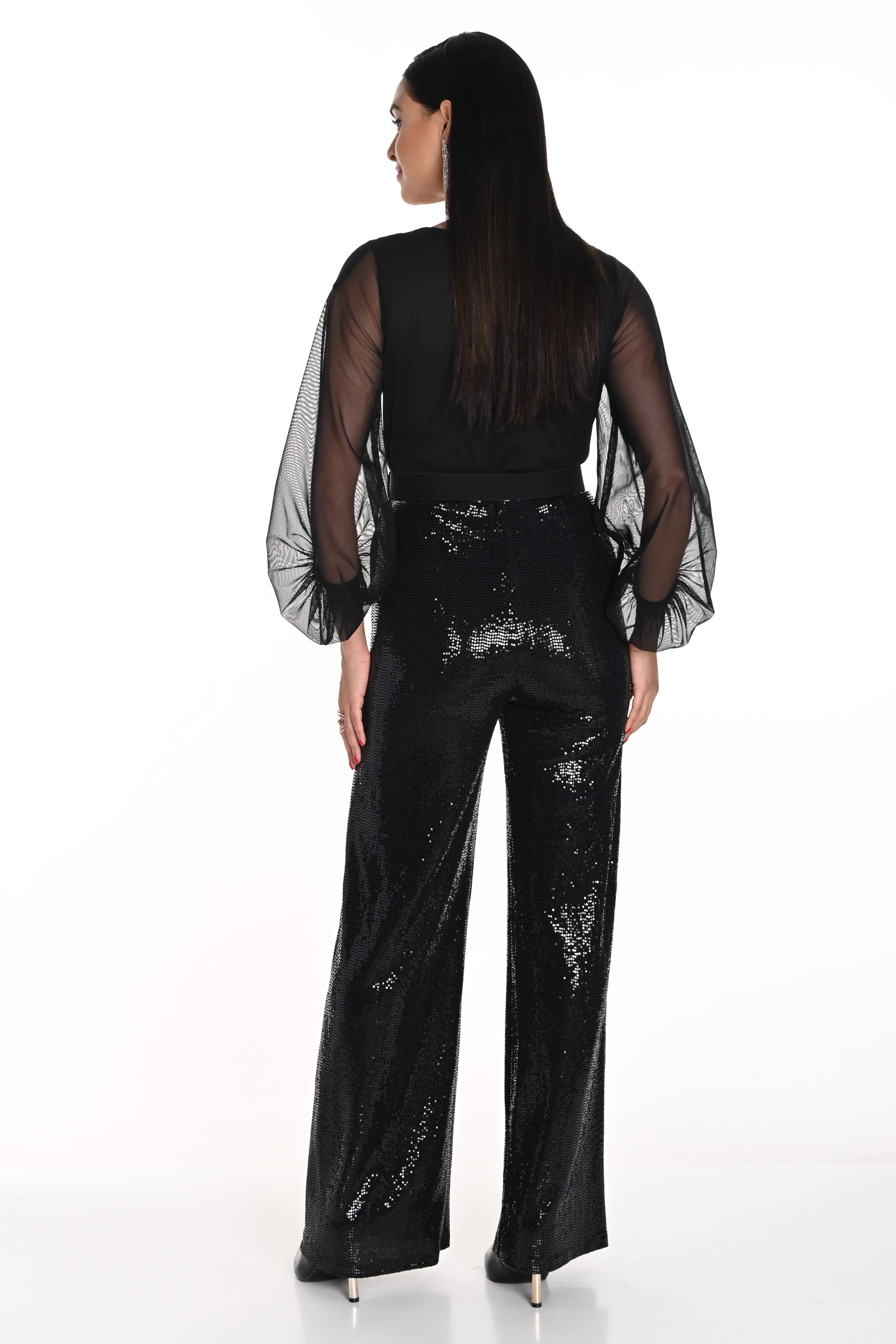 Glitzy Jumpsuit With Rosette Belt