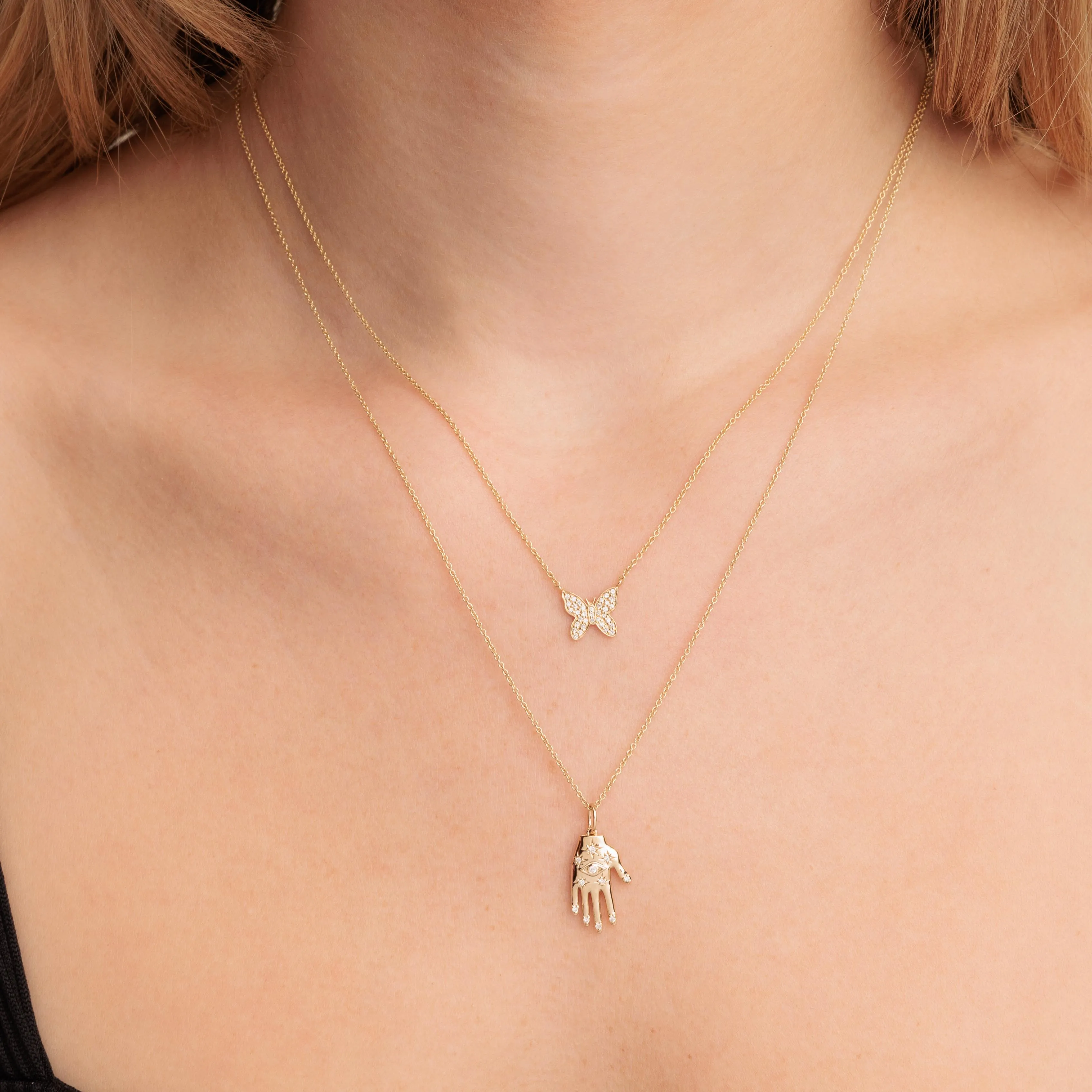 Gold & Diamond Eye Hand Charm