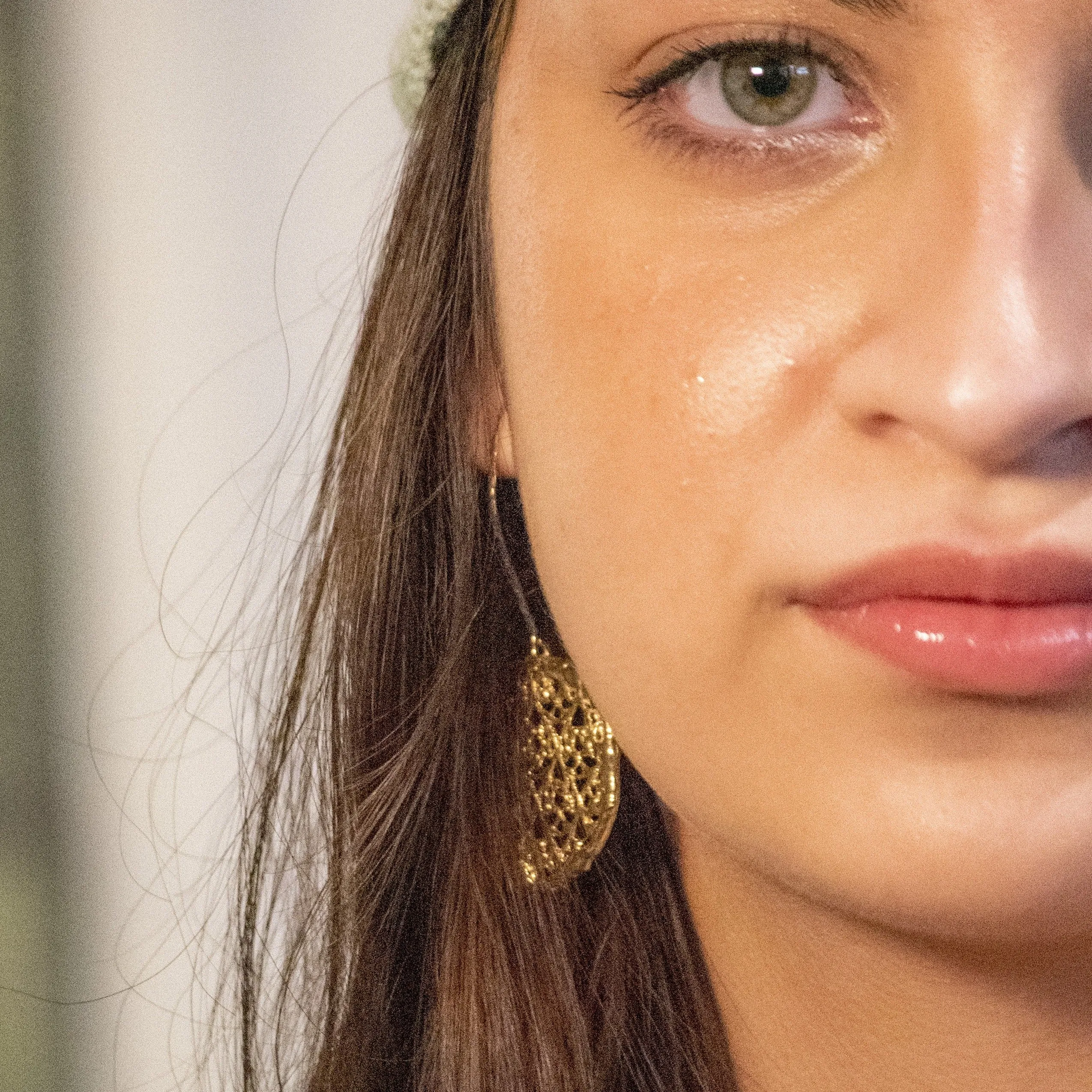 Golden Brass Lace Earrings - Golden Lace.