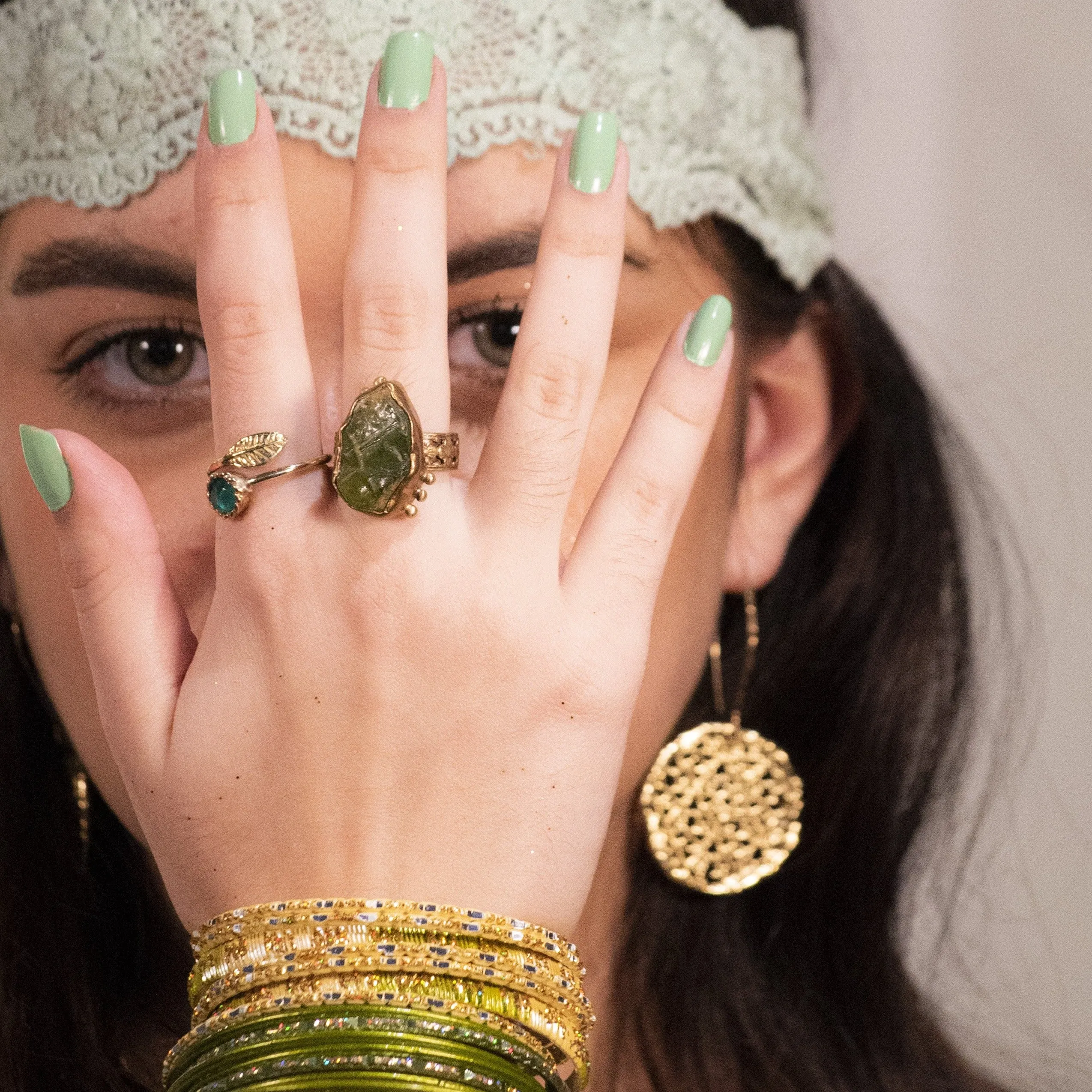 Golden Brass Lace Earrings - Golden Lace.