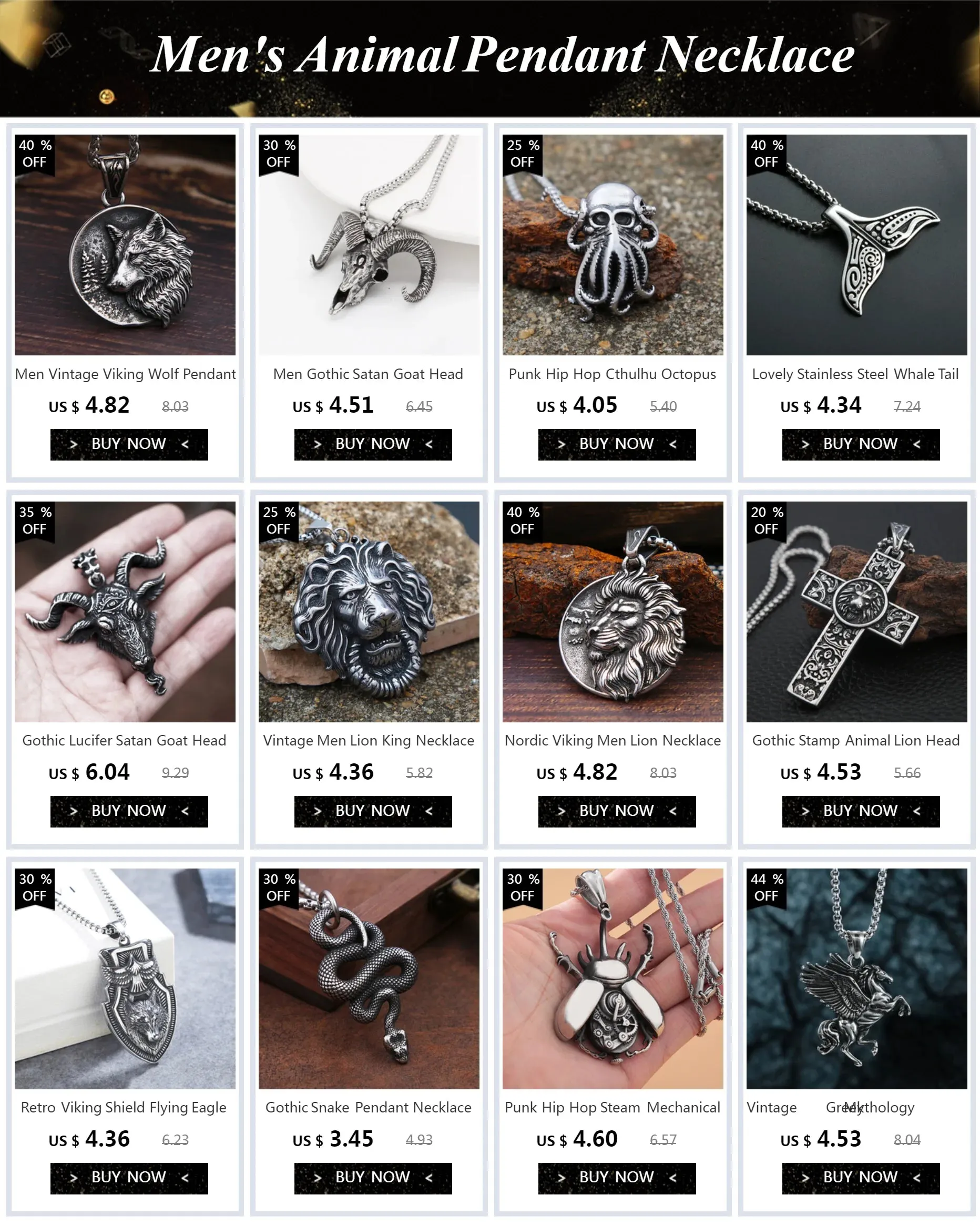 Gothic Snake Pendant Necklace