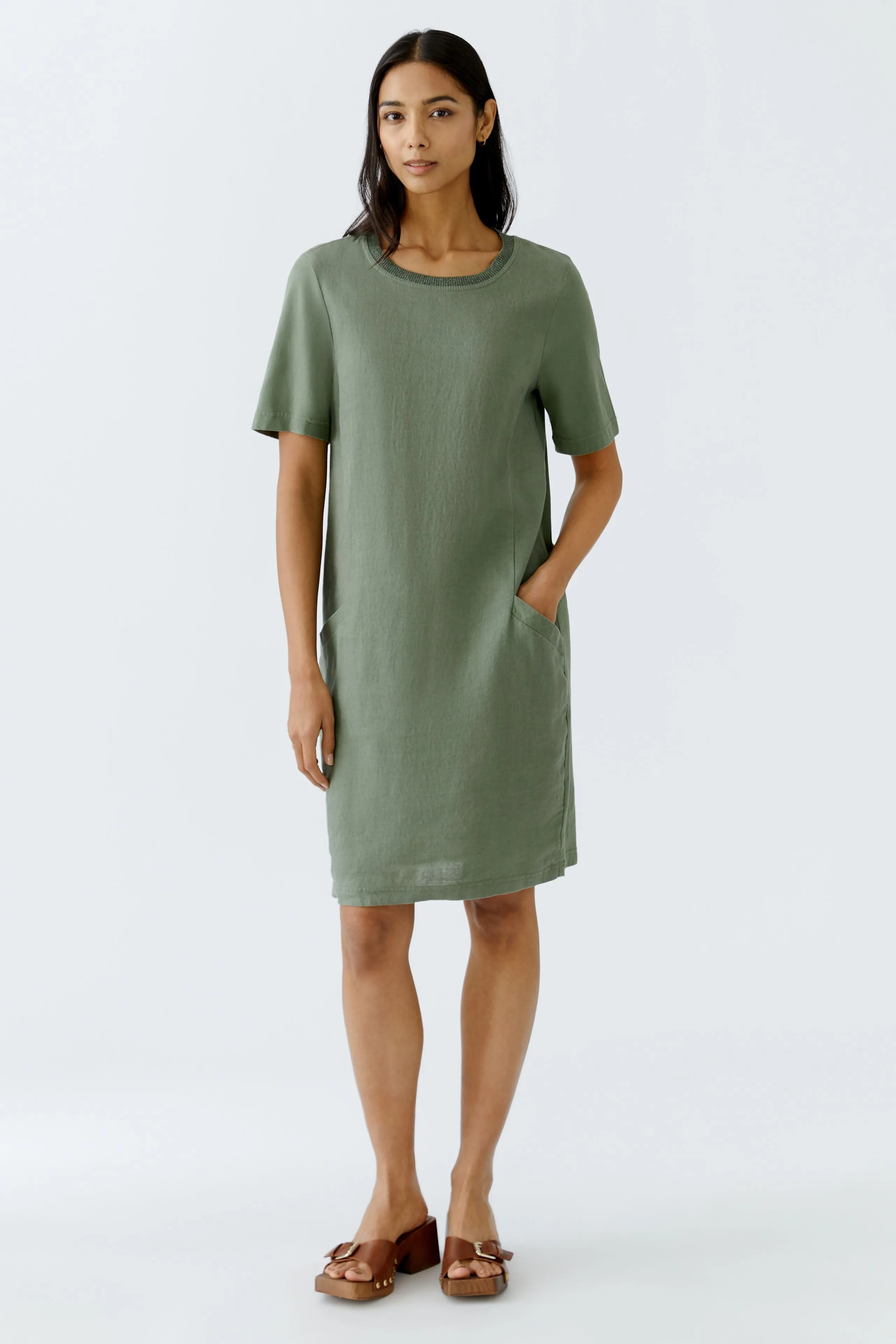 Green Linen Shift Dress