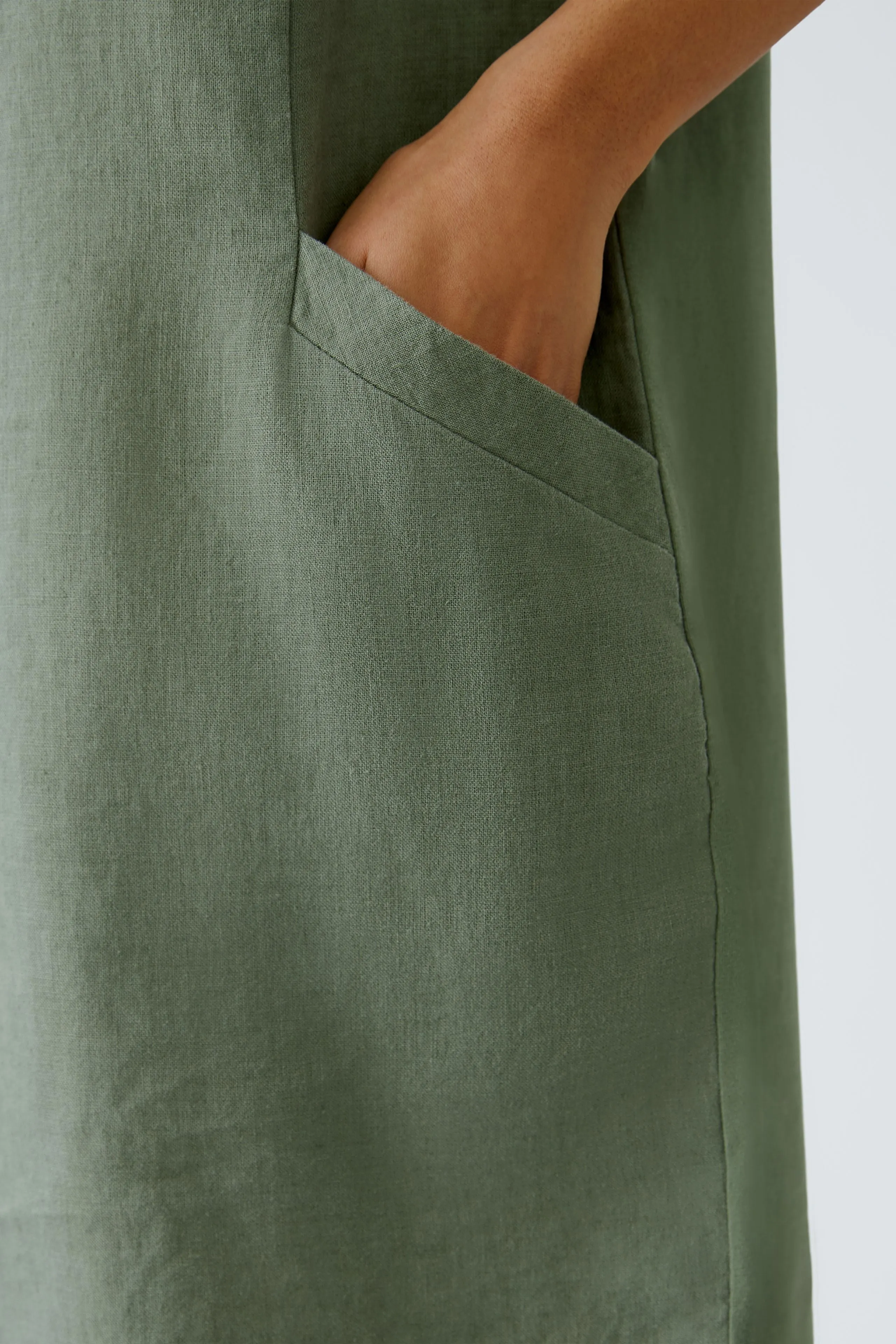 Green Linen Shift Dress