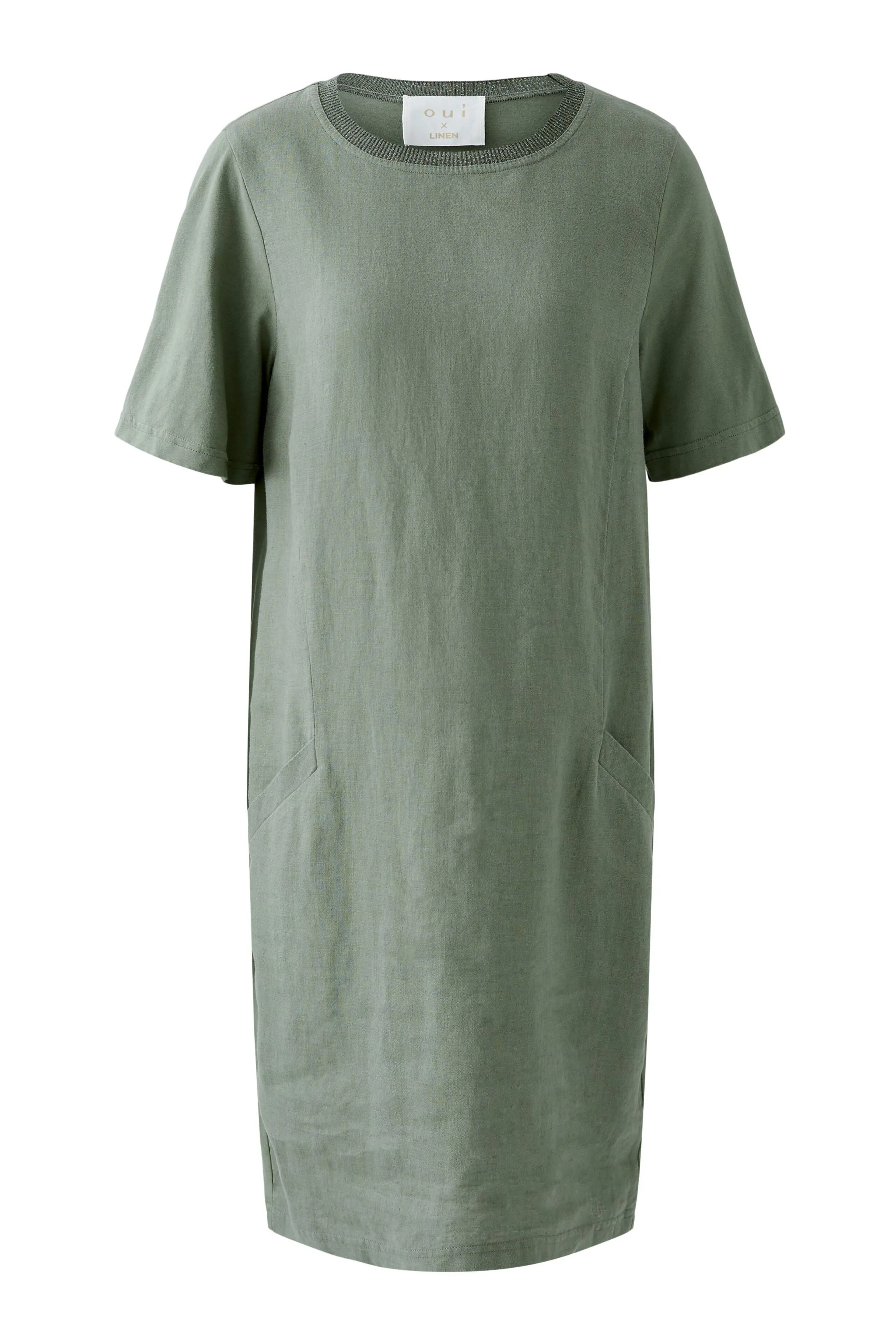 Green Linen Shift Dress