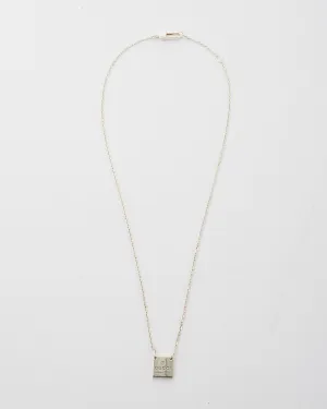 Gucci Silver Square Tag Plate Logo Engraved Necklace