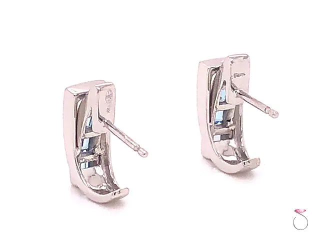 Guy Laroche Aquamarine Designer 18K Huggie Earrings