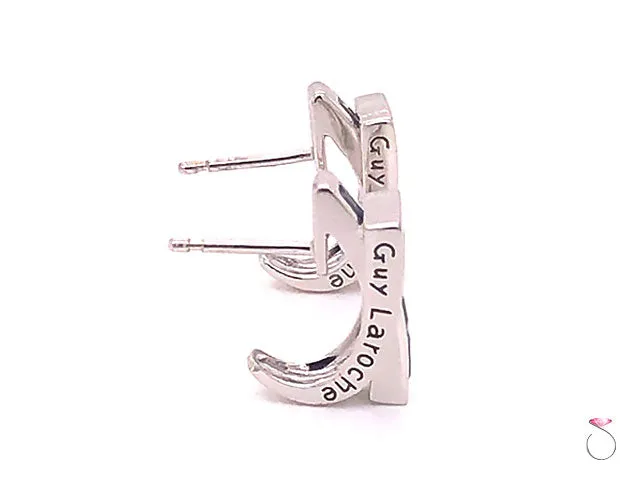 Guy Laroche Aquamarine Designer 18K Huggie Earrings