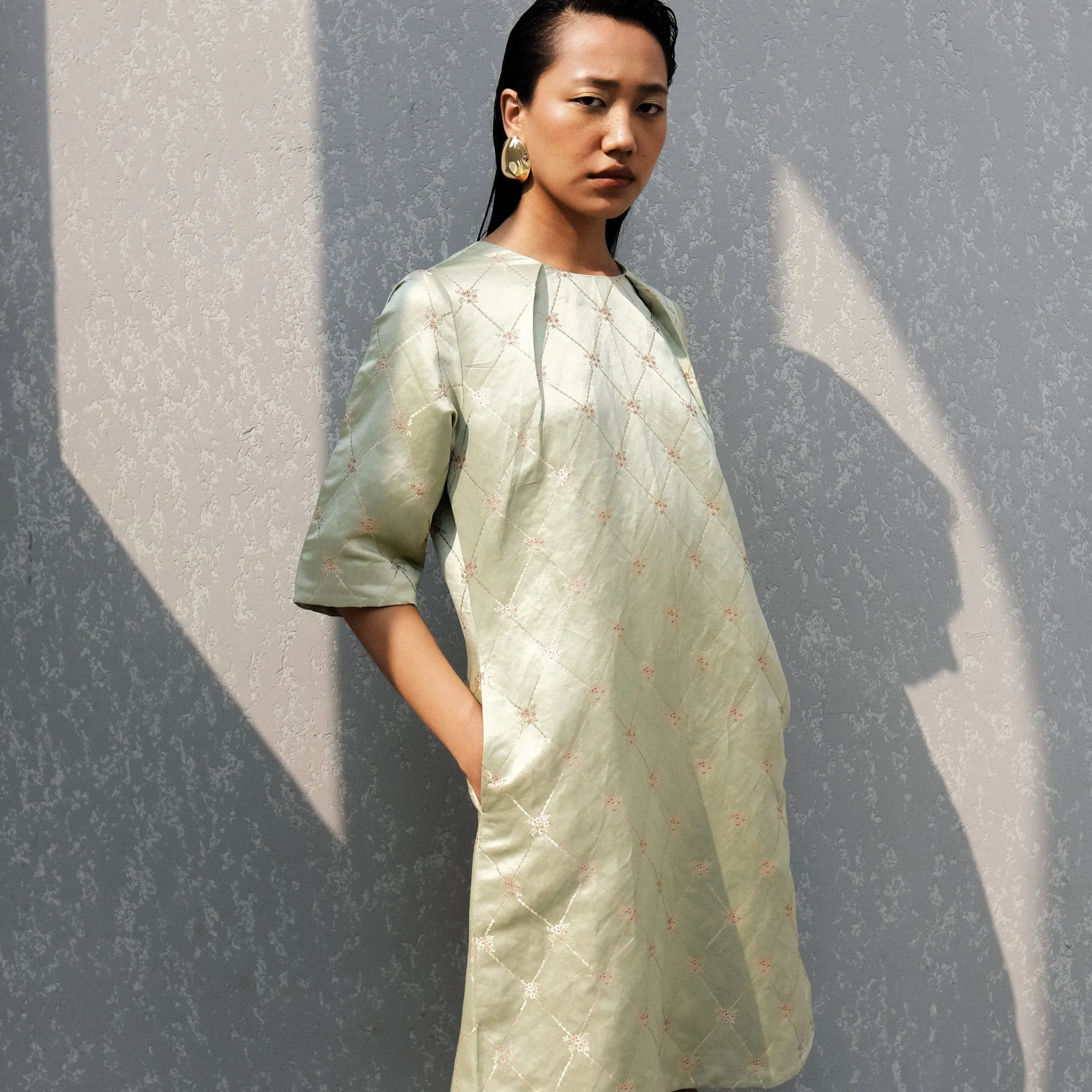 Half Light Handwoven Brocade Shift Dress