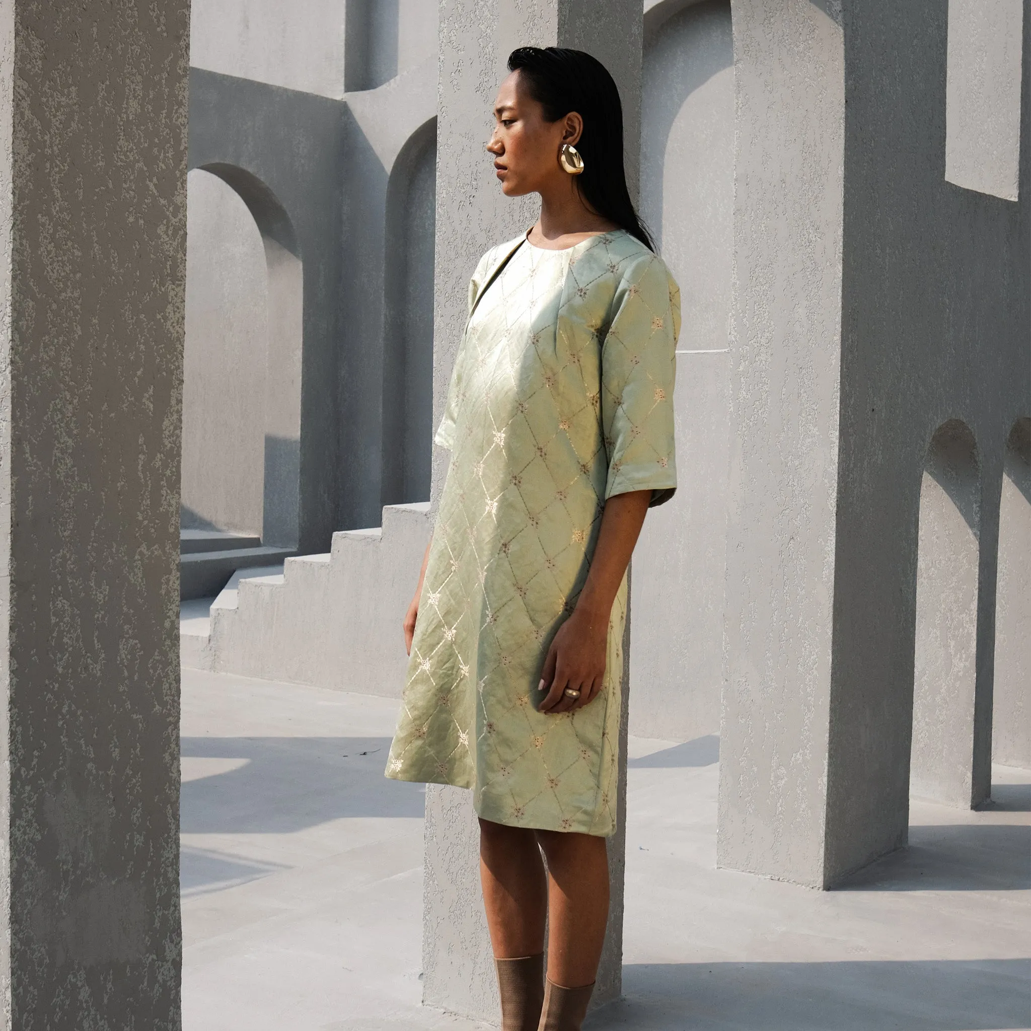 Half Light Handwoven Brocade Shift Dress