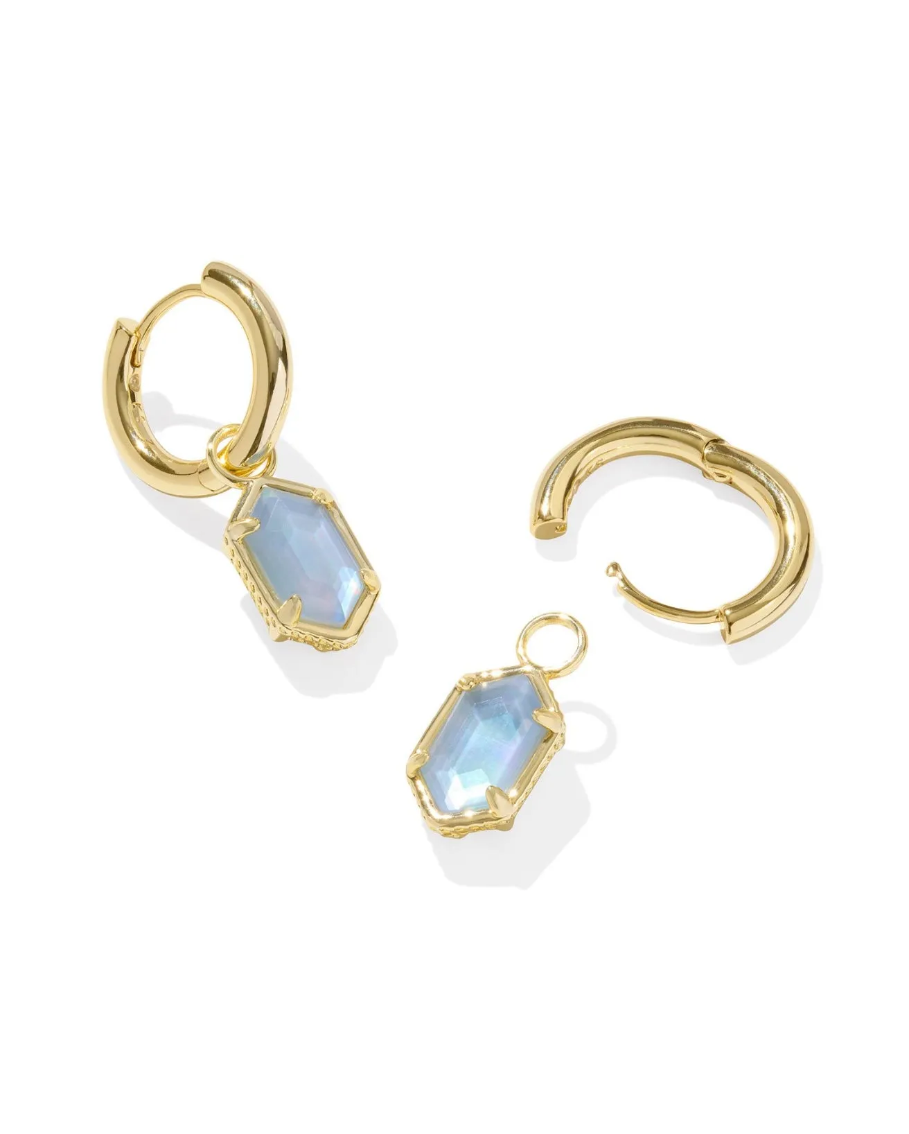 Hallie Huggie Earring - Gold Sky Blue MOP