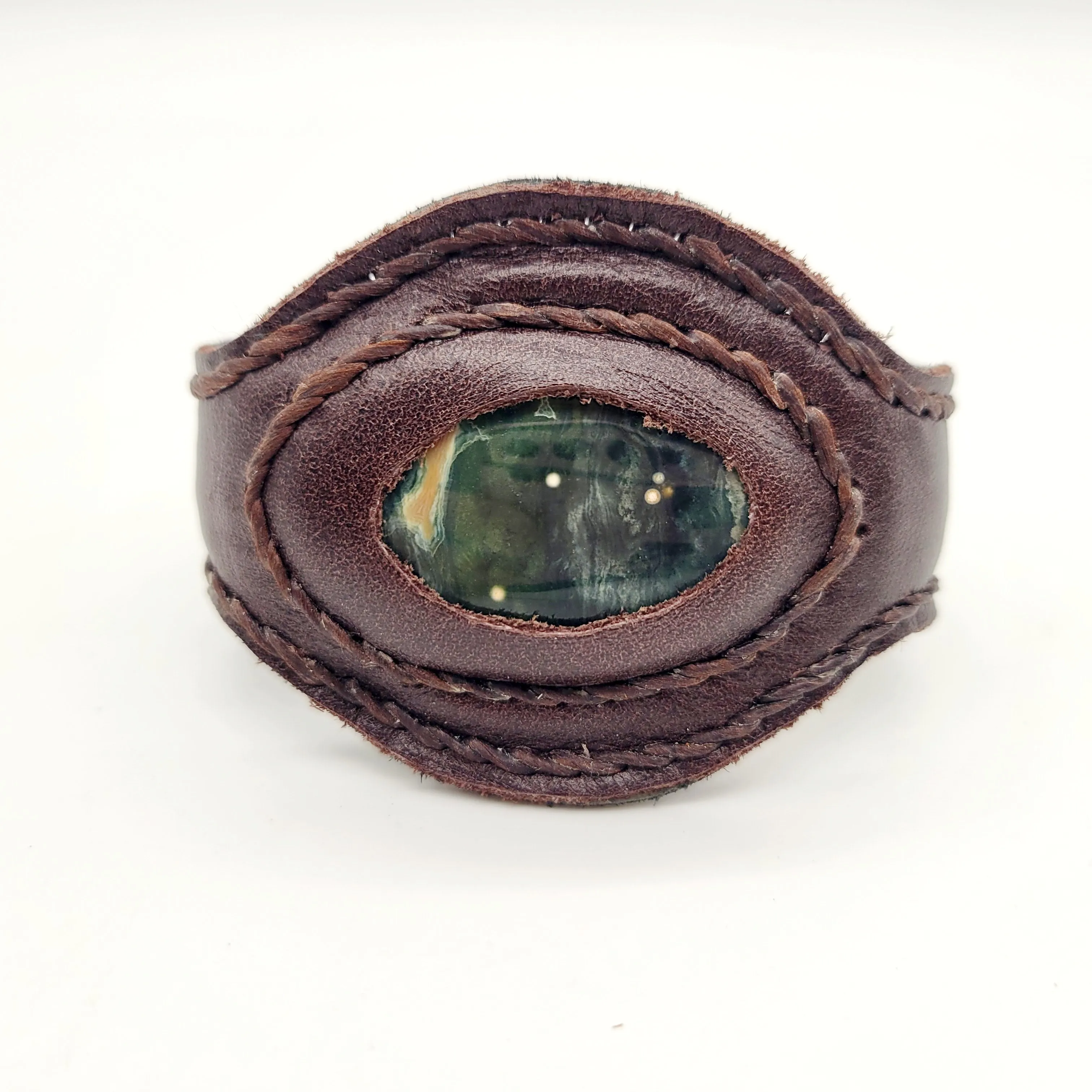 Handmade genuine leather wallet bracelets/ cuffs with gemstone (6 pack/ $17)