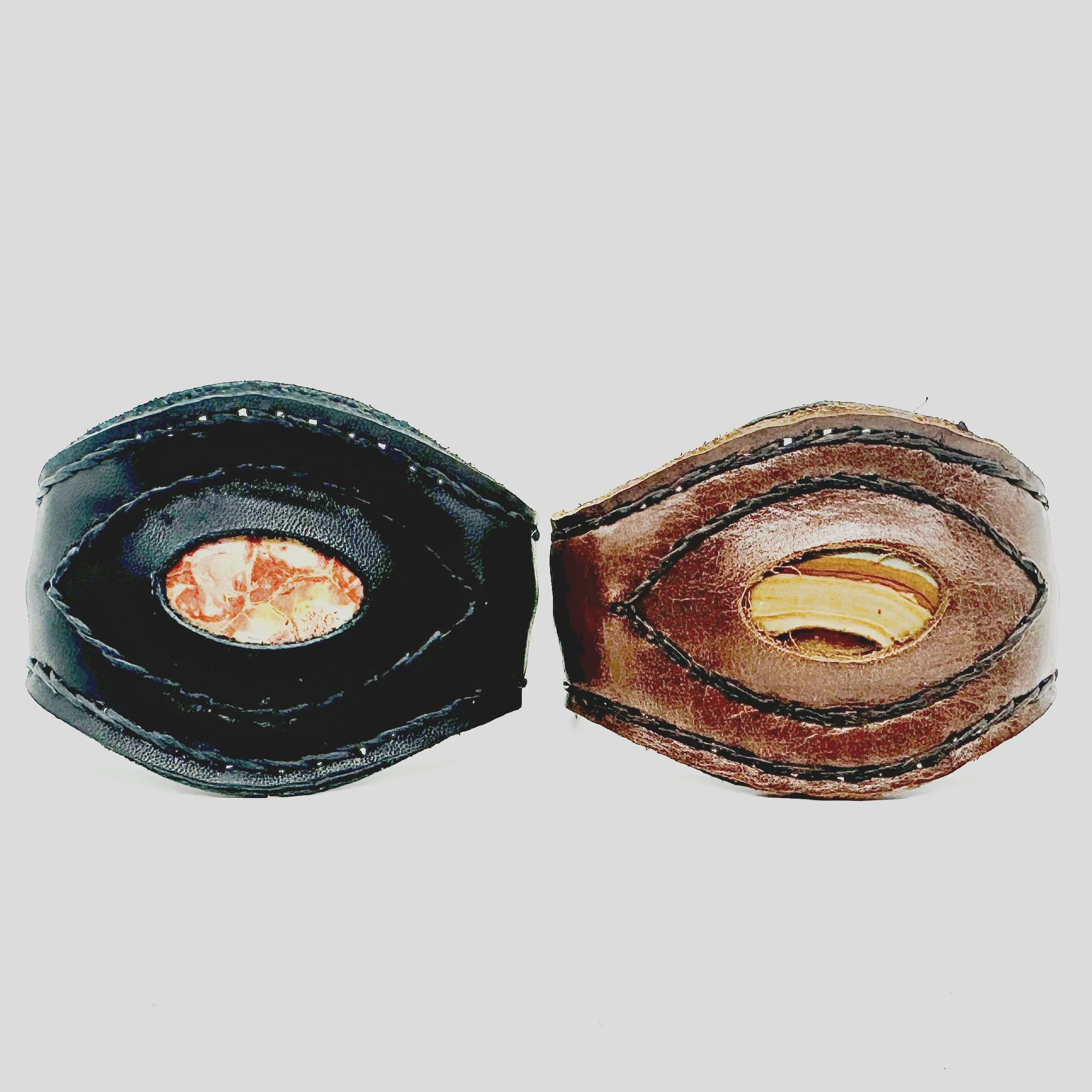 Handmade genuine leather wallet bracelets/ cuffs with gemstone (6 pack/ $17)