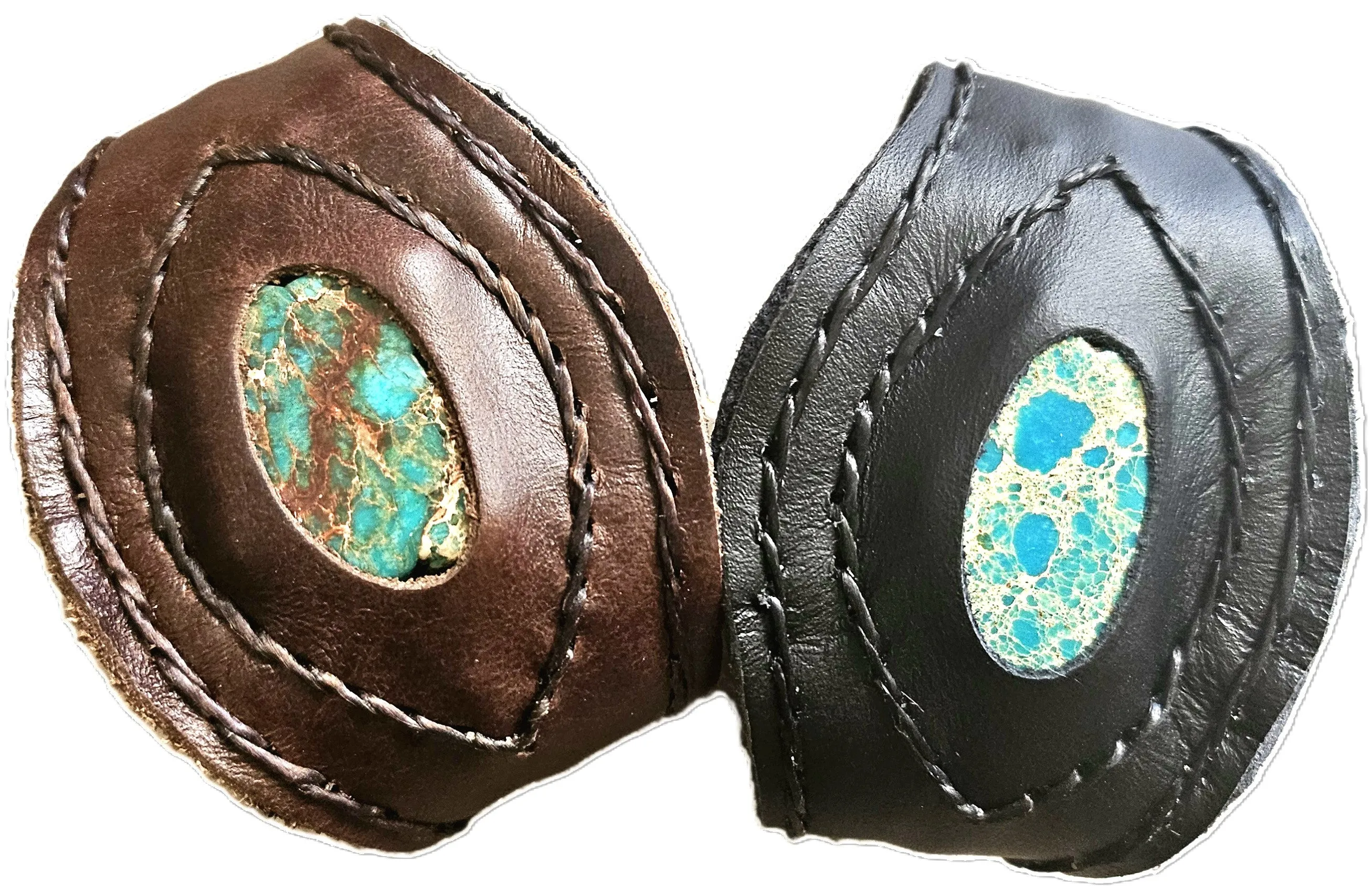 Handmade genuine leather wallet bracelets/ cuffs with gemstone (6 pack/ $17)